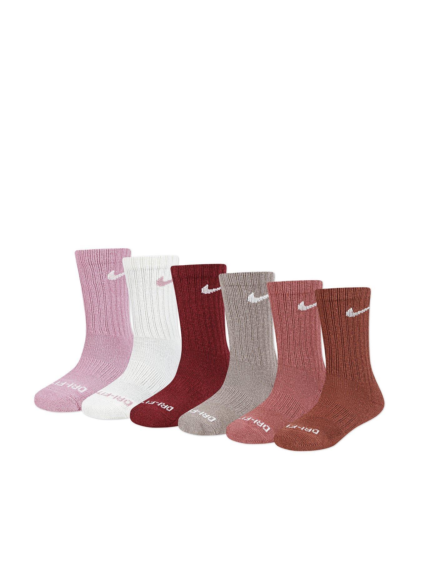 Image 1 of 3 of Nike Kids Unisex 6 Pack Basic Crew Socks - Multi Pink