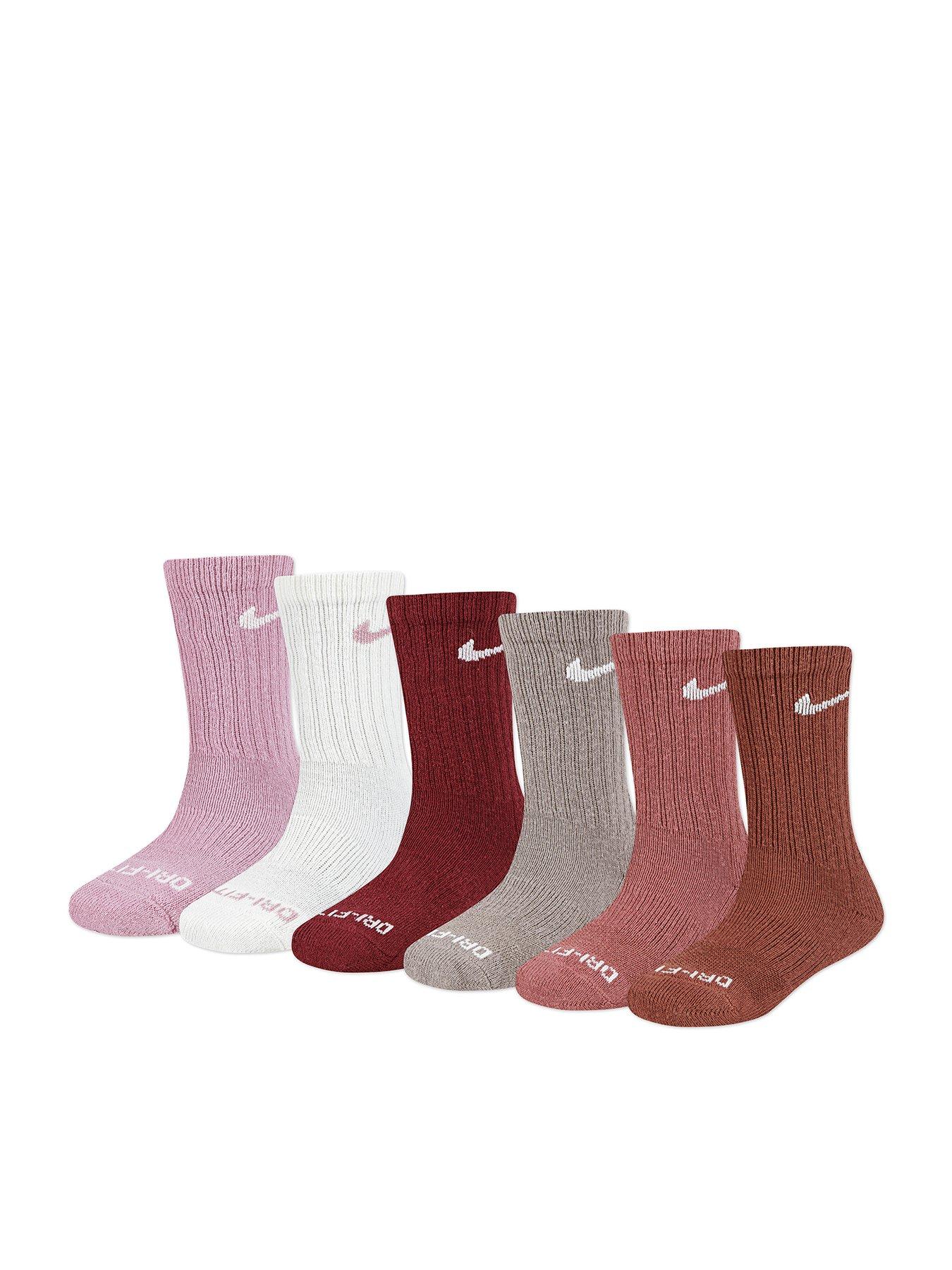 Image 1 of 3 of Nike Kids Unisex 6 Pack Basic Crew Socks - Pink