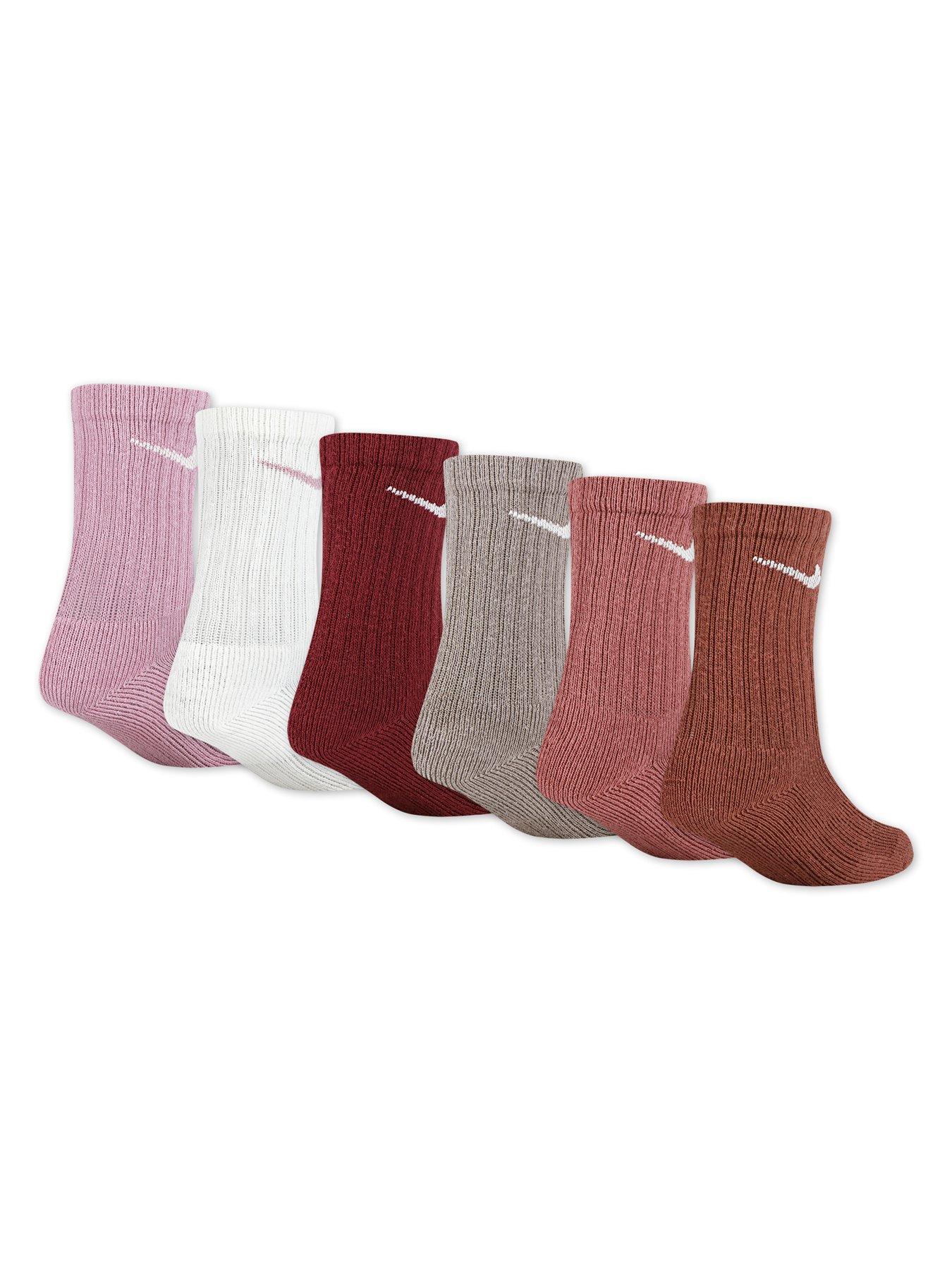 Image 2 of 3 of Nike Kids Unisex 6 Pack Basic Crew Socks - Pink