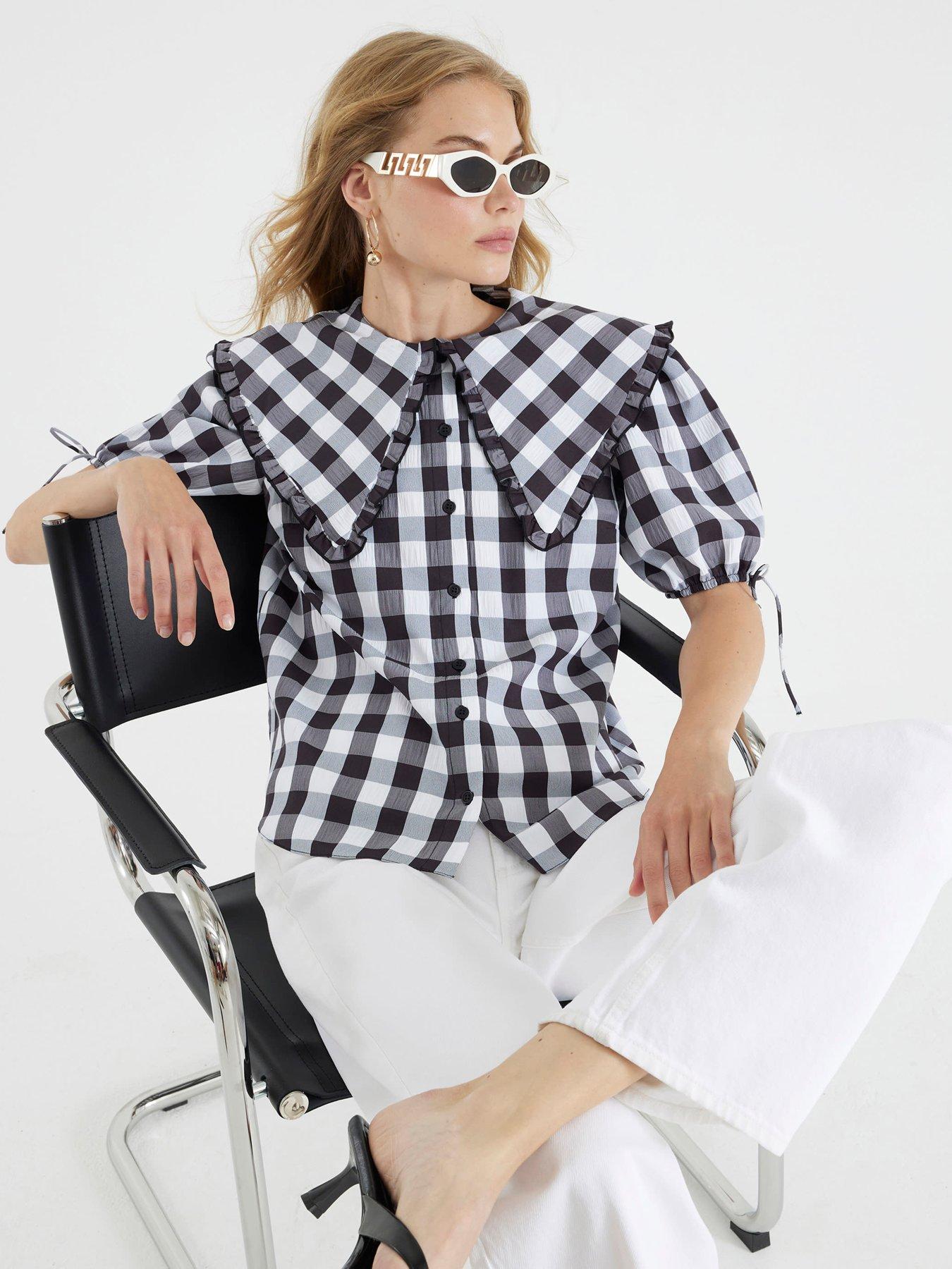 river-island-gingham-short-sleeve-collar-shirt-blackstillFront