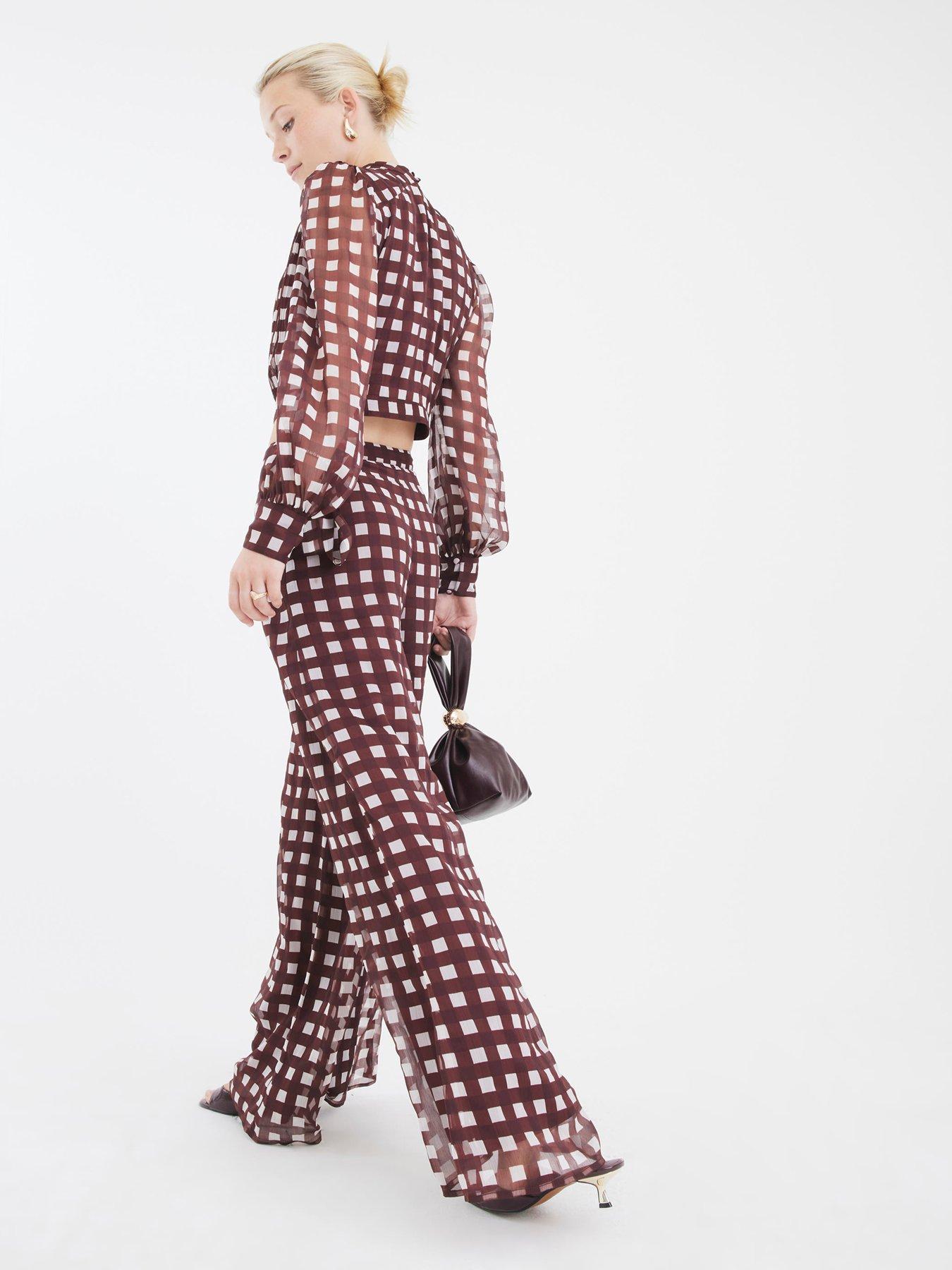 river-island-gingham-wide-leg-trouser-brownstillFront
