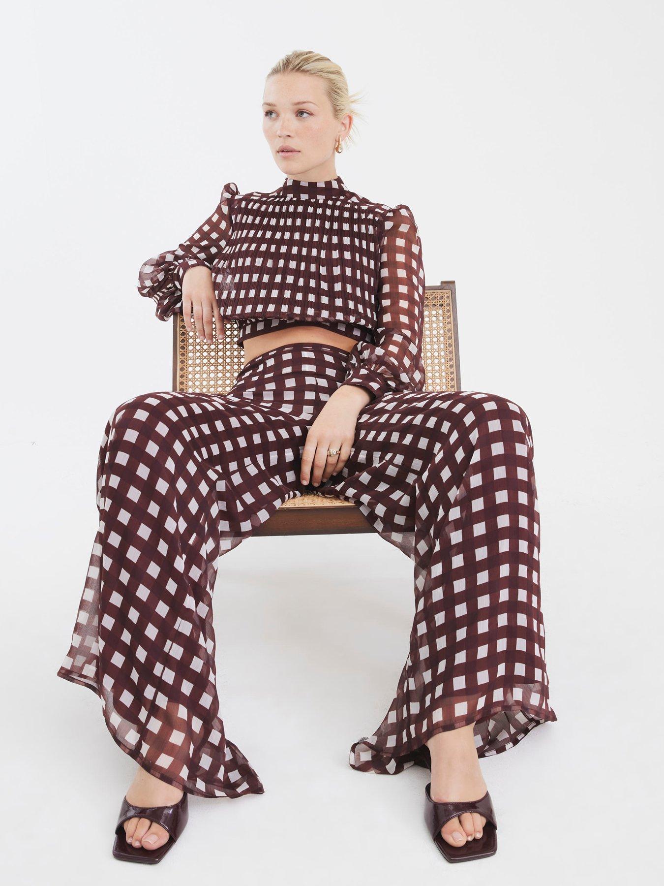 river-island-gingham-wide-leg-trouser-brownoutfit