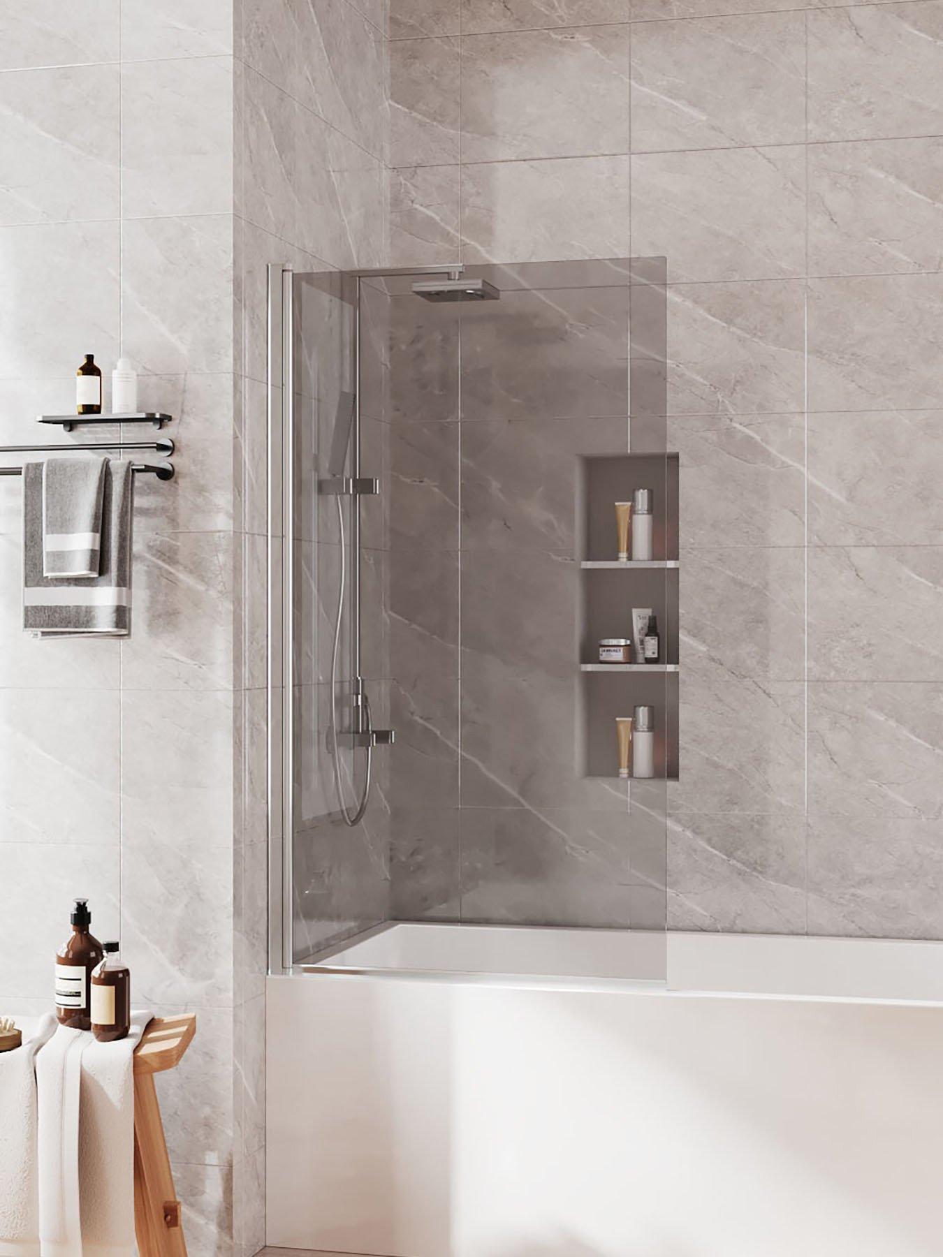 Living and Home 4mm Thickness Toughened Safety Tempered Grey Glass Shower Screen