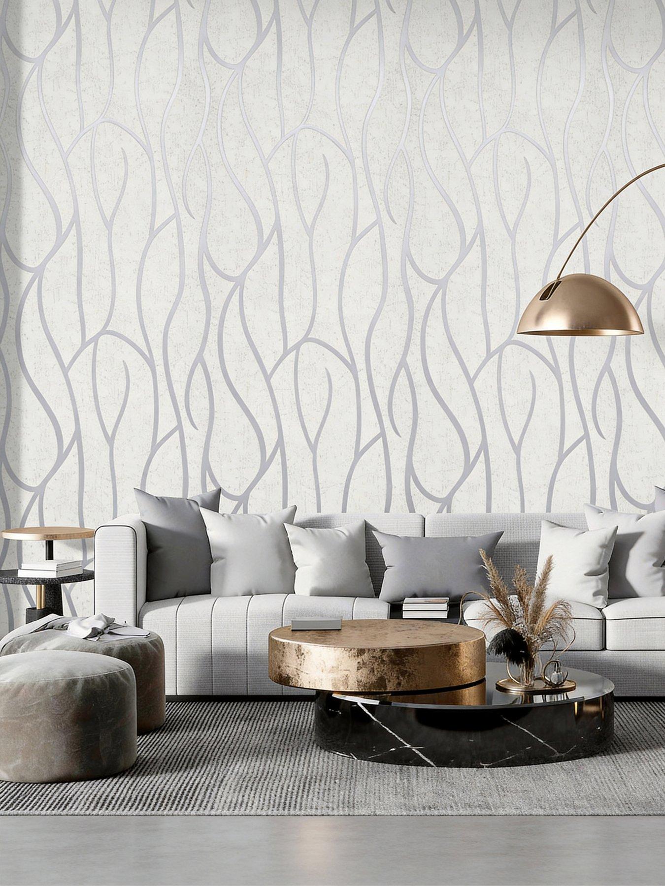 Living and Home Beige Geometric 3d Striped Patterned Non Woven Embossed Patterned Wallpaper