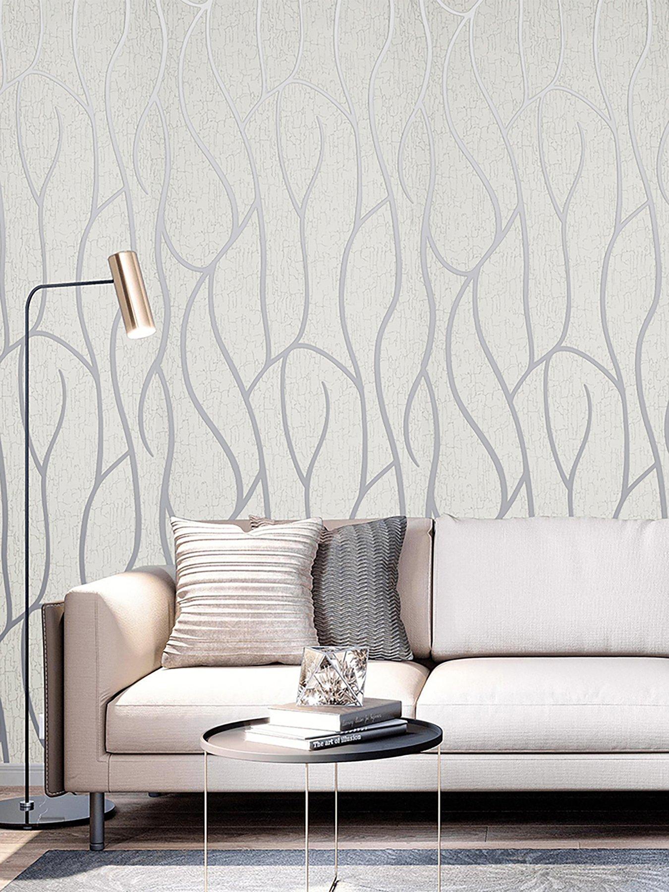 Image 1 of 4 of Living and Home Beige Geometric 3D Non Woven Embossed Patterned Wallpaper