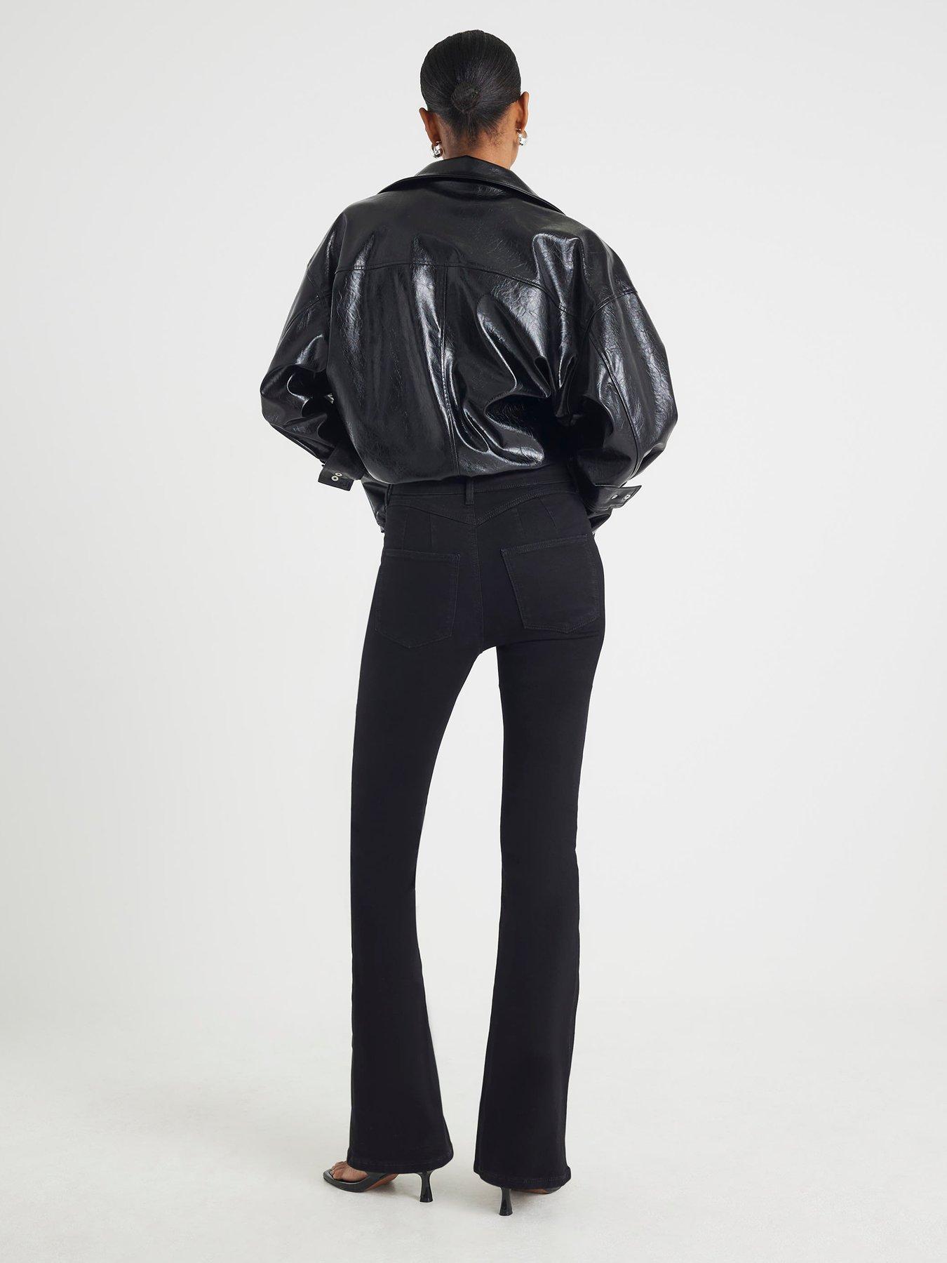 Image 2 of 4 of River Island Sculpt Flare Eleanor Jeans - Black