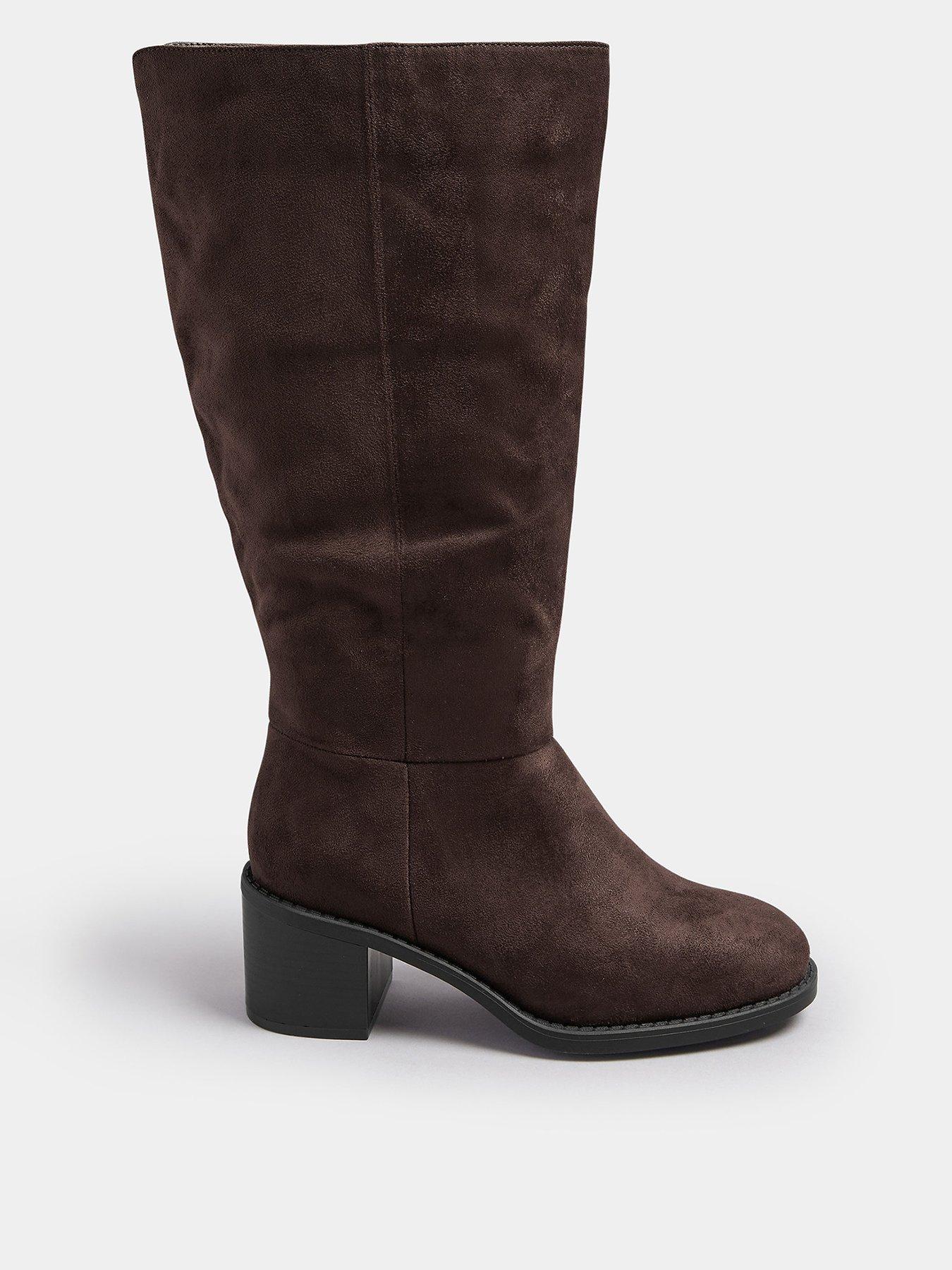 Image 1 of 4 of Yours Extra Wide Fit Block Heel Knee High Boot - Brown