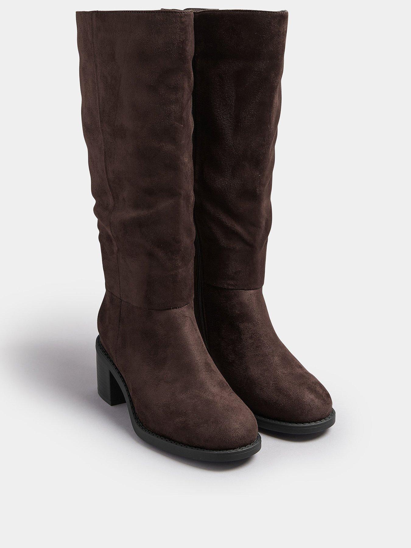 Image 2 of 4 of Yours Extra Wide Fit Block Heel Knee High Boot - Brown