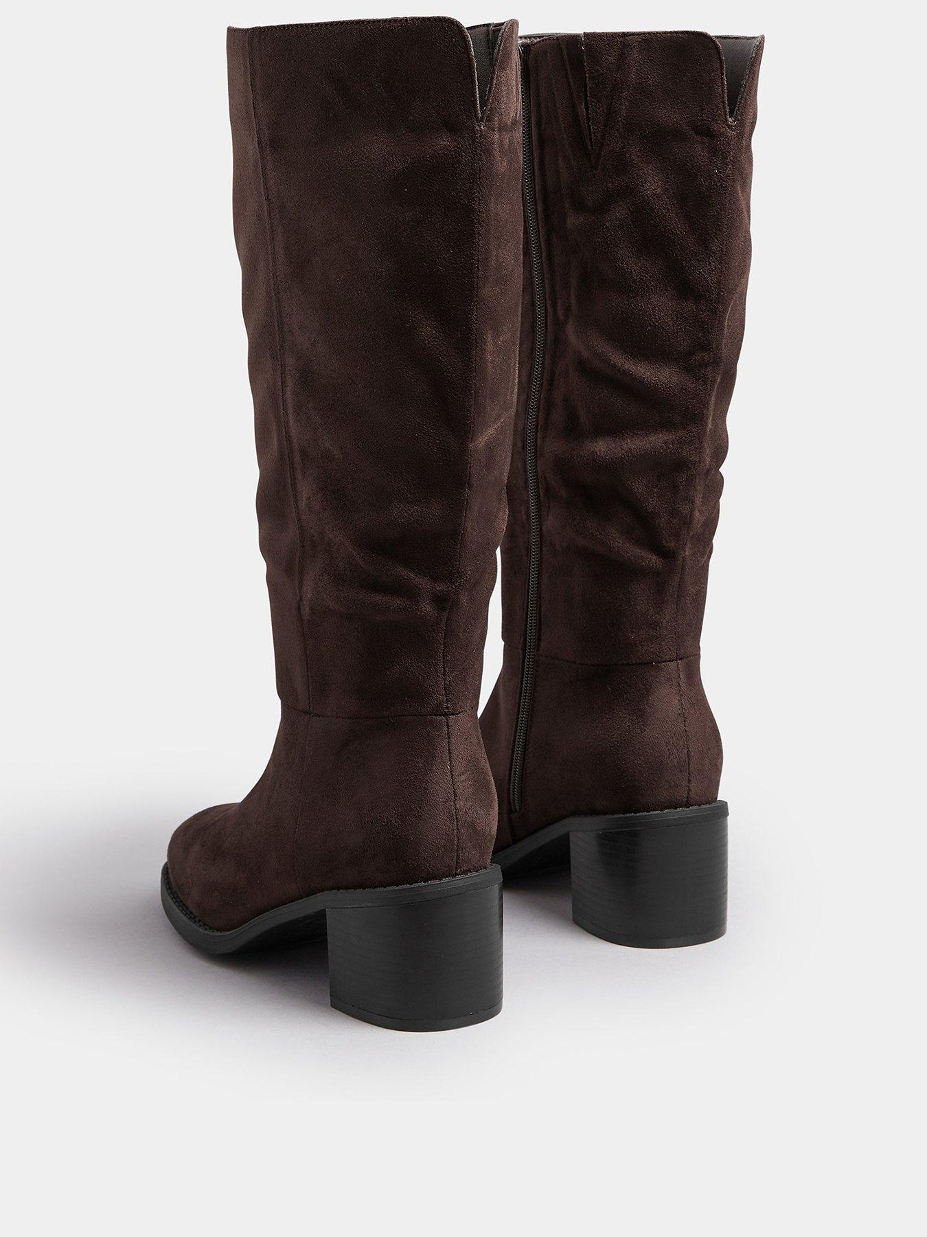 Image 3 of 4 of Yours Extra Wide Fit Block Heel Knee High Boot - Brown