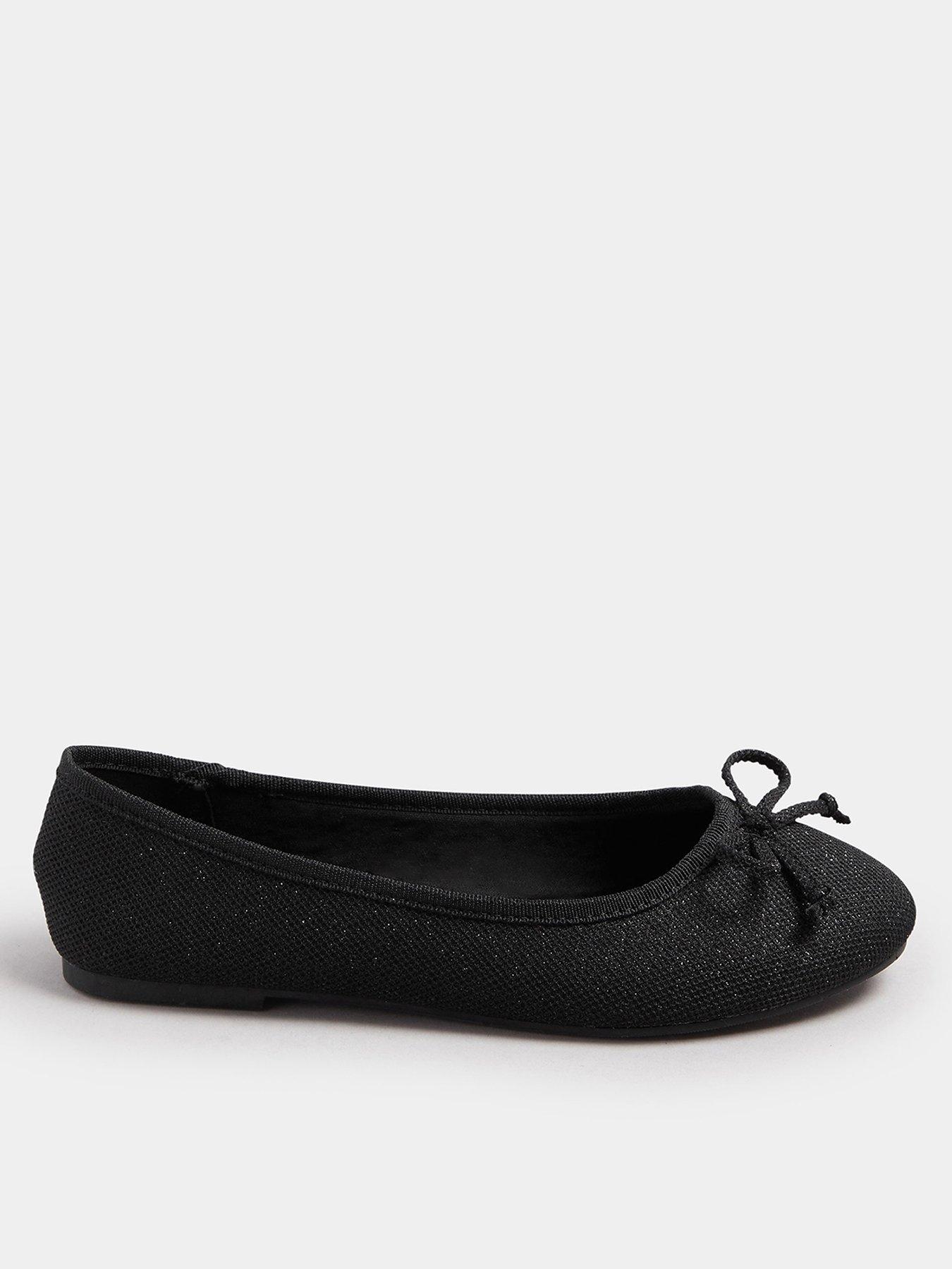 Yours Extra Wide Fit Glitter Ballet Pump - Black