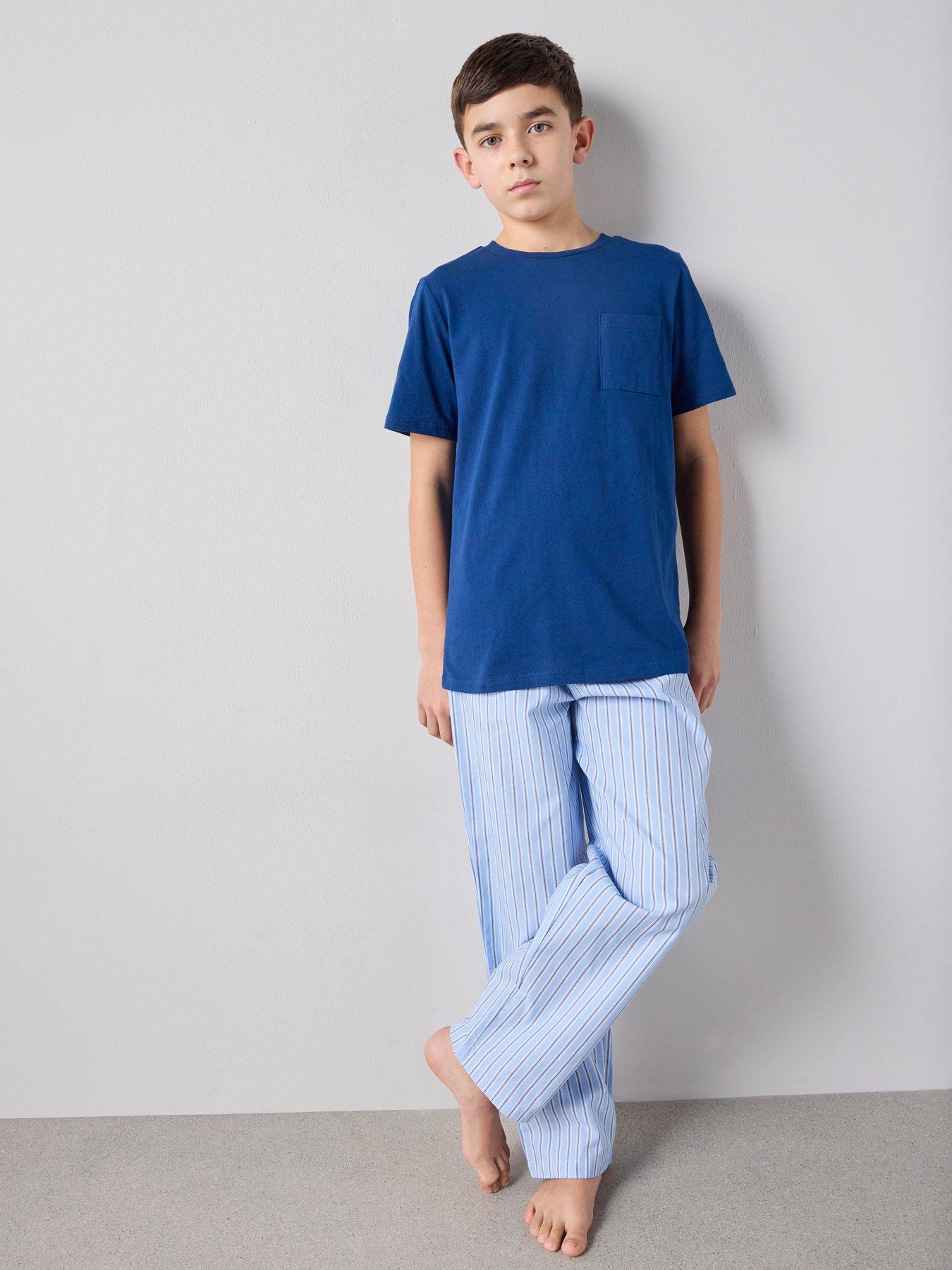 The Very Collection Boys Woven Stripe Pyjama Set - Black