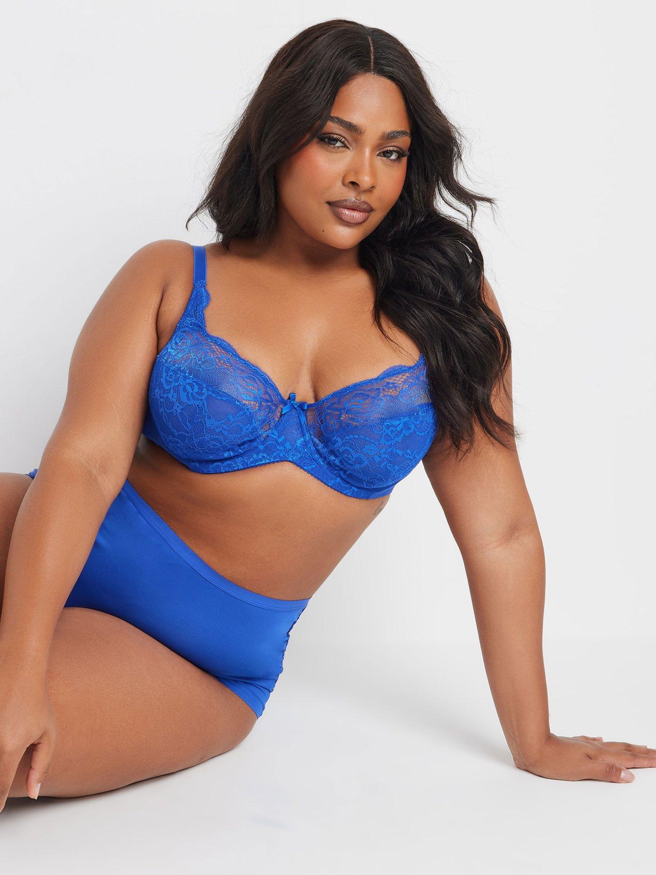 Image 1 of 4 of Yours Curve Stretch Lace Underwire Bra - Blue