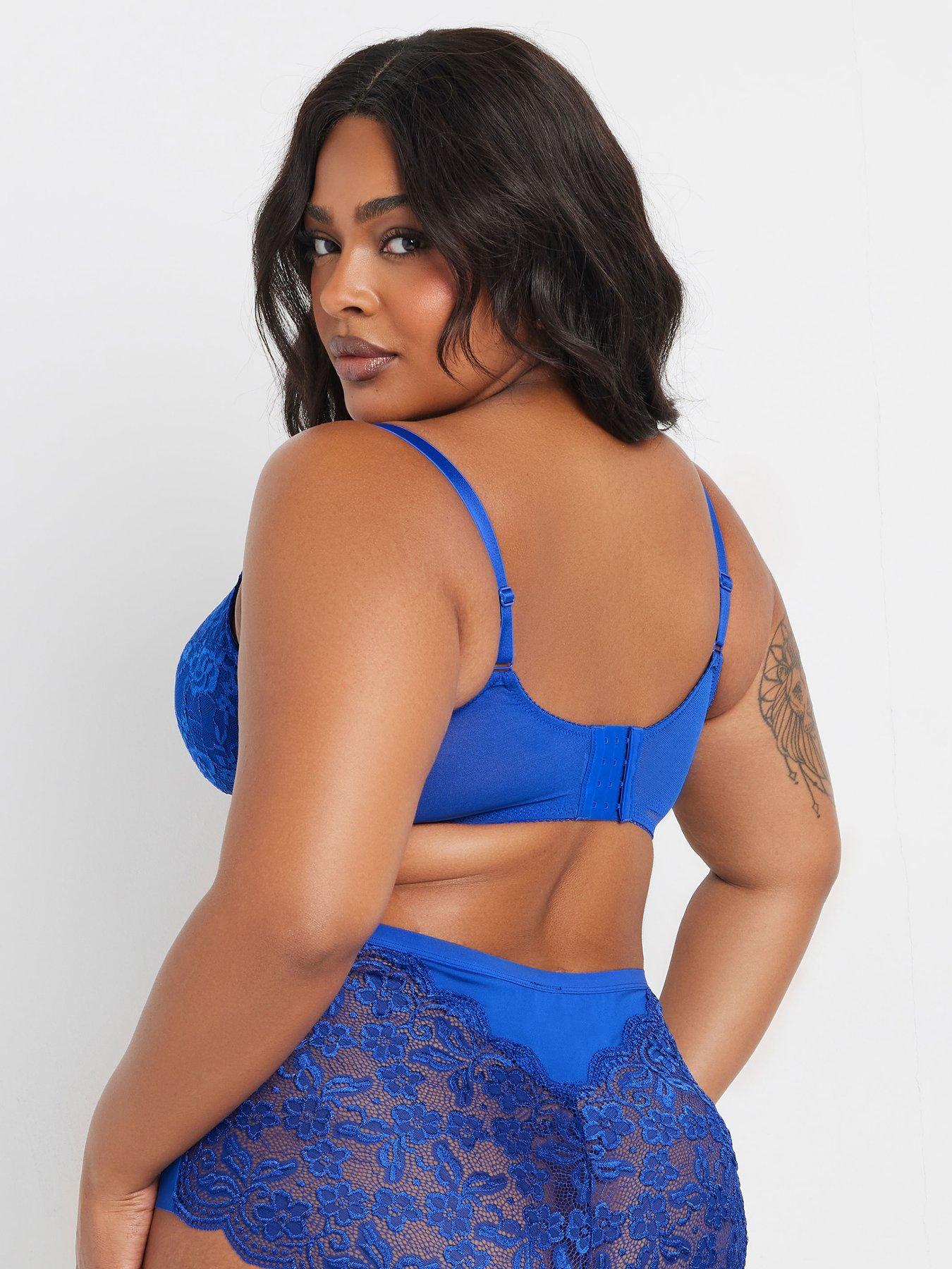 Image 2 of 4 of Yours Curve Stretch Lace Underwire Bra - Blue