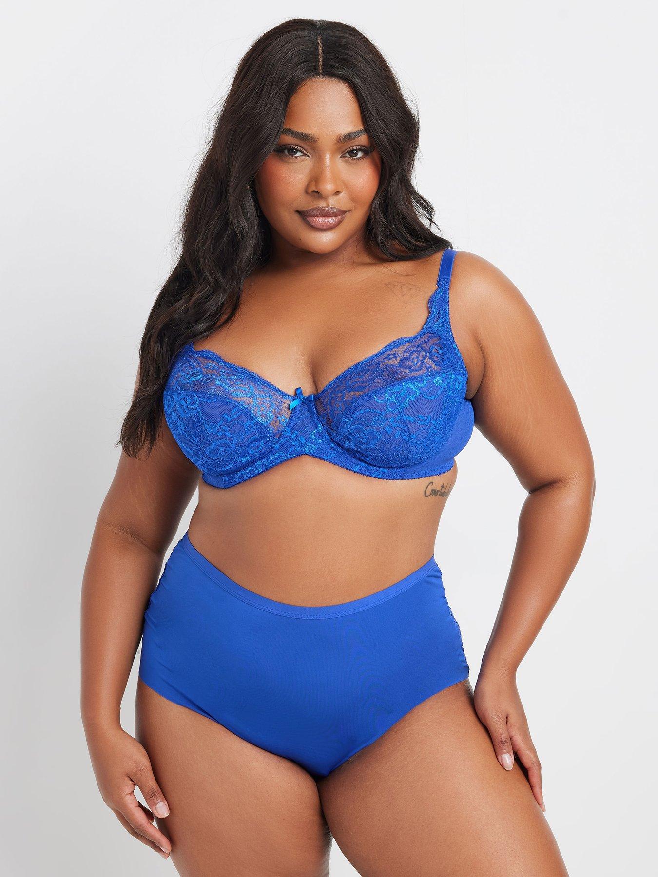 Image 3 of 4 of Yours Curve Stretch Lace Underwire Bra - Blue