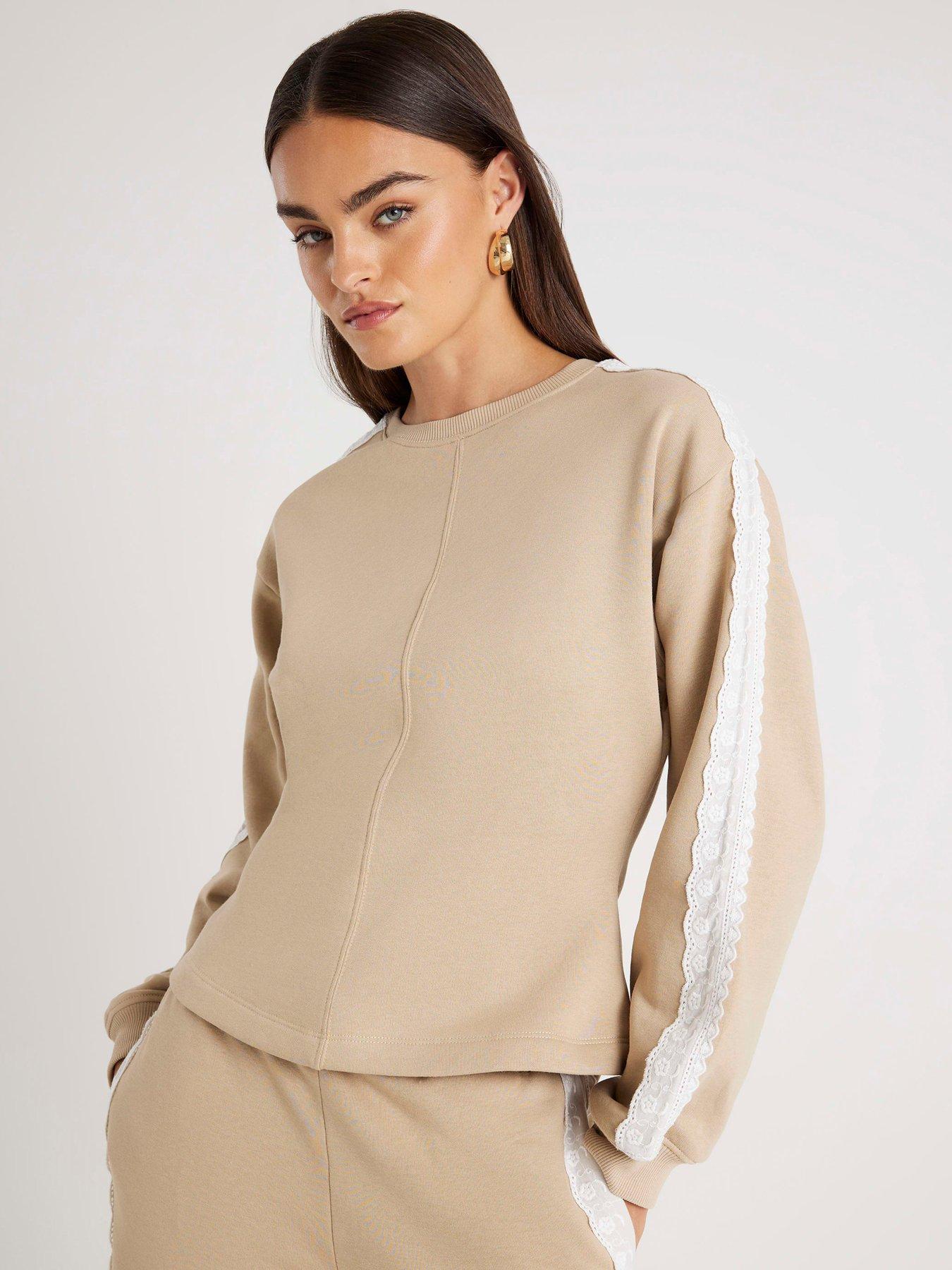 river-island-lace-trim-cinched-waist-sweatshirt-beige