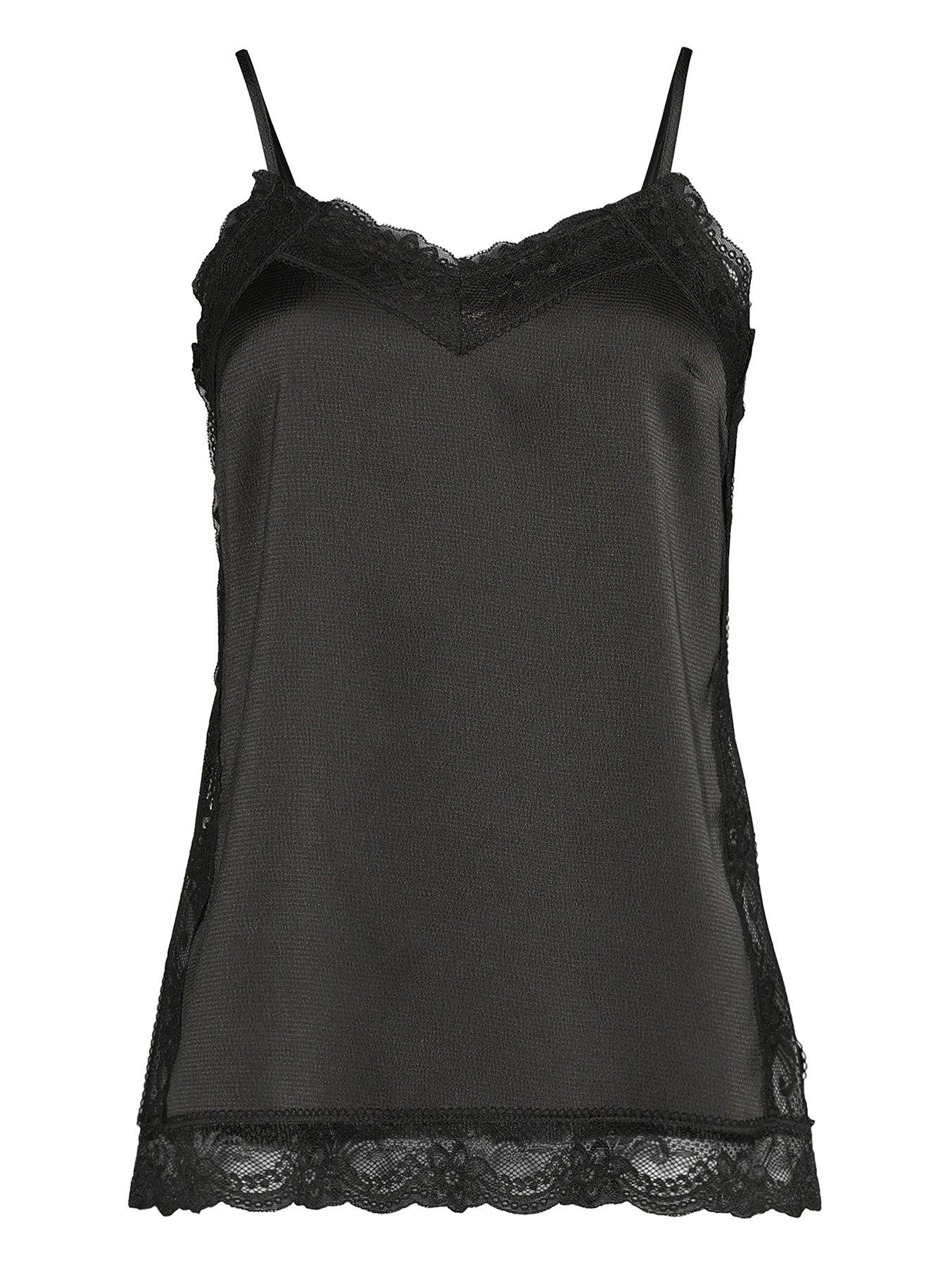 Image 5 of 5 of Michelle Keegan Satin Lace Cami Top - Black
