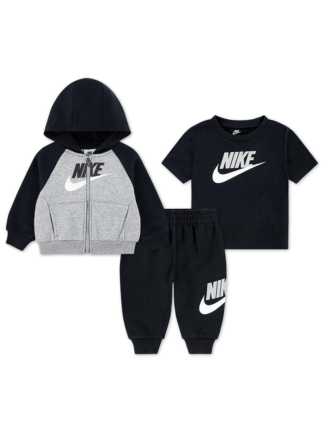 Nike Infant Unisex Color Blocked Jogger, Hoodie And T-Shirt Set - Black