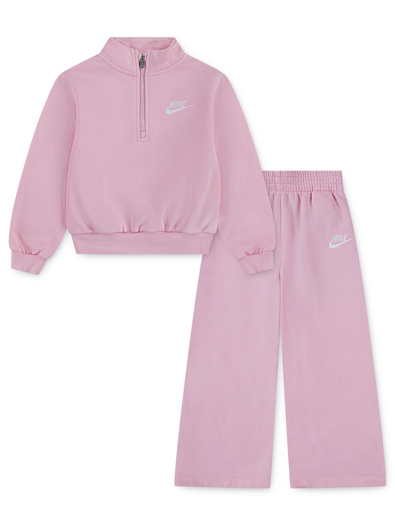 Nike Kids Girls Wide Leg Club Fleece Set - Pink