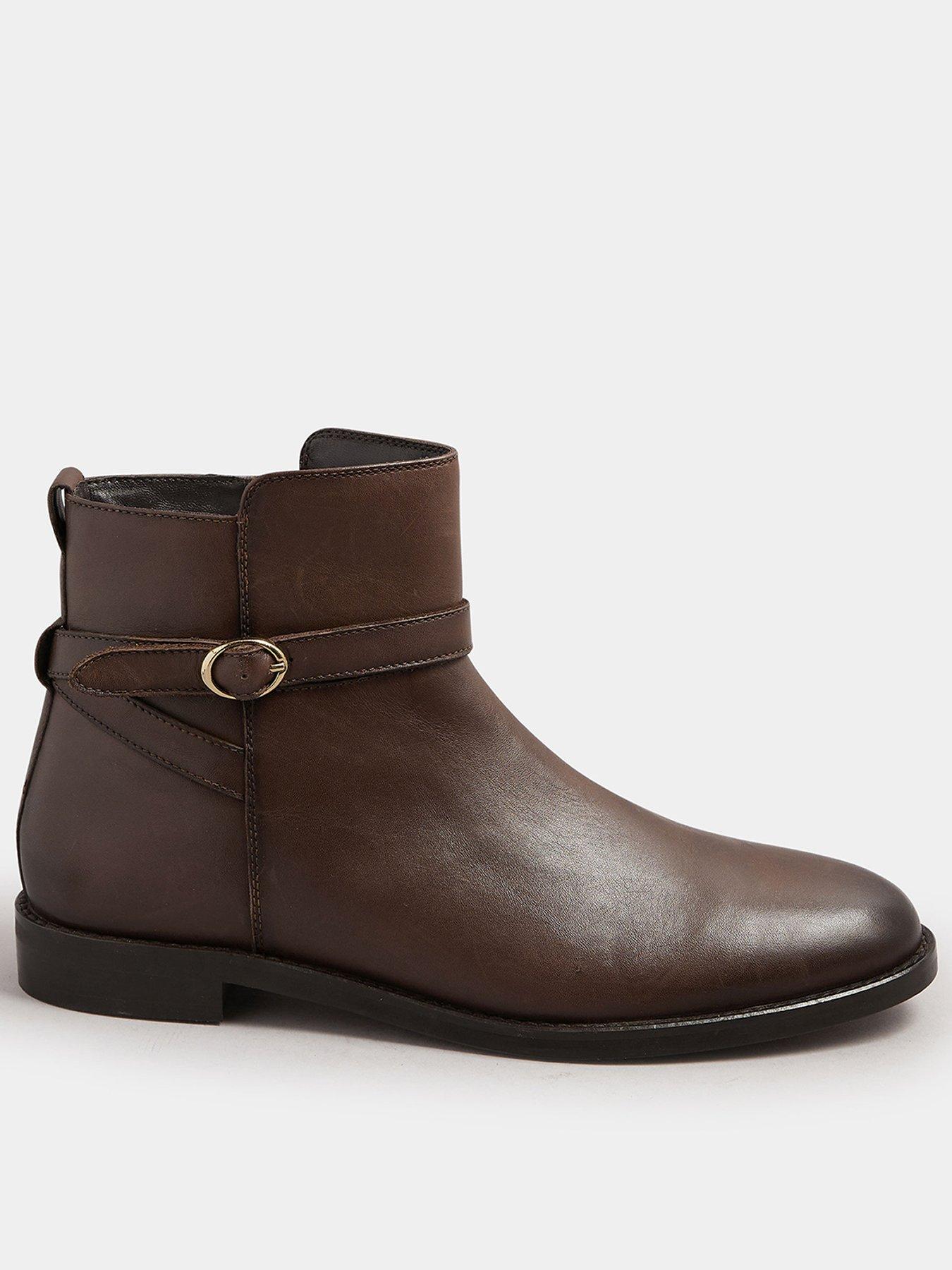 Long Tall Sally Flat Leather Ankle Boot - Brown