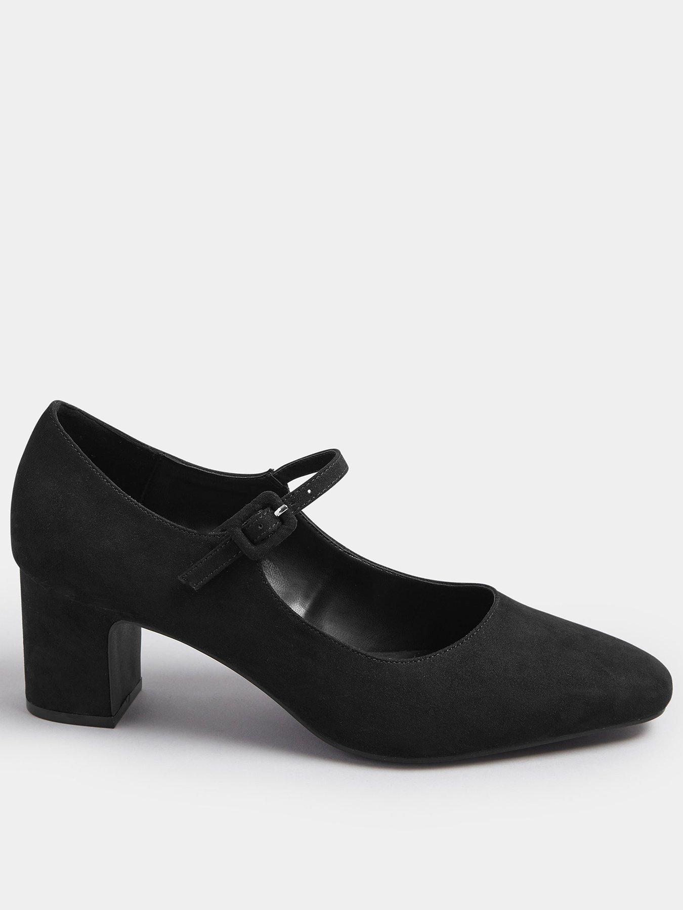 Long Tall Sally Pointed Toe Block Heel Mary-Jane - Black