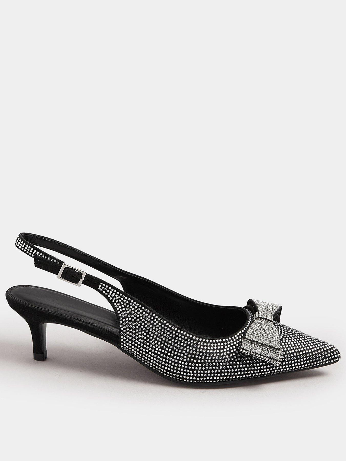 Long Tall Sally Sparkle Bow Slingbacks - Black