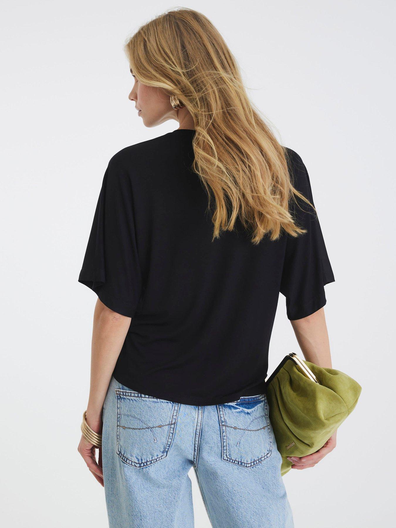 Image 2 of 4 of River Island Knot Front Blouse - Black