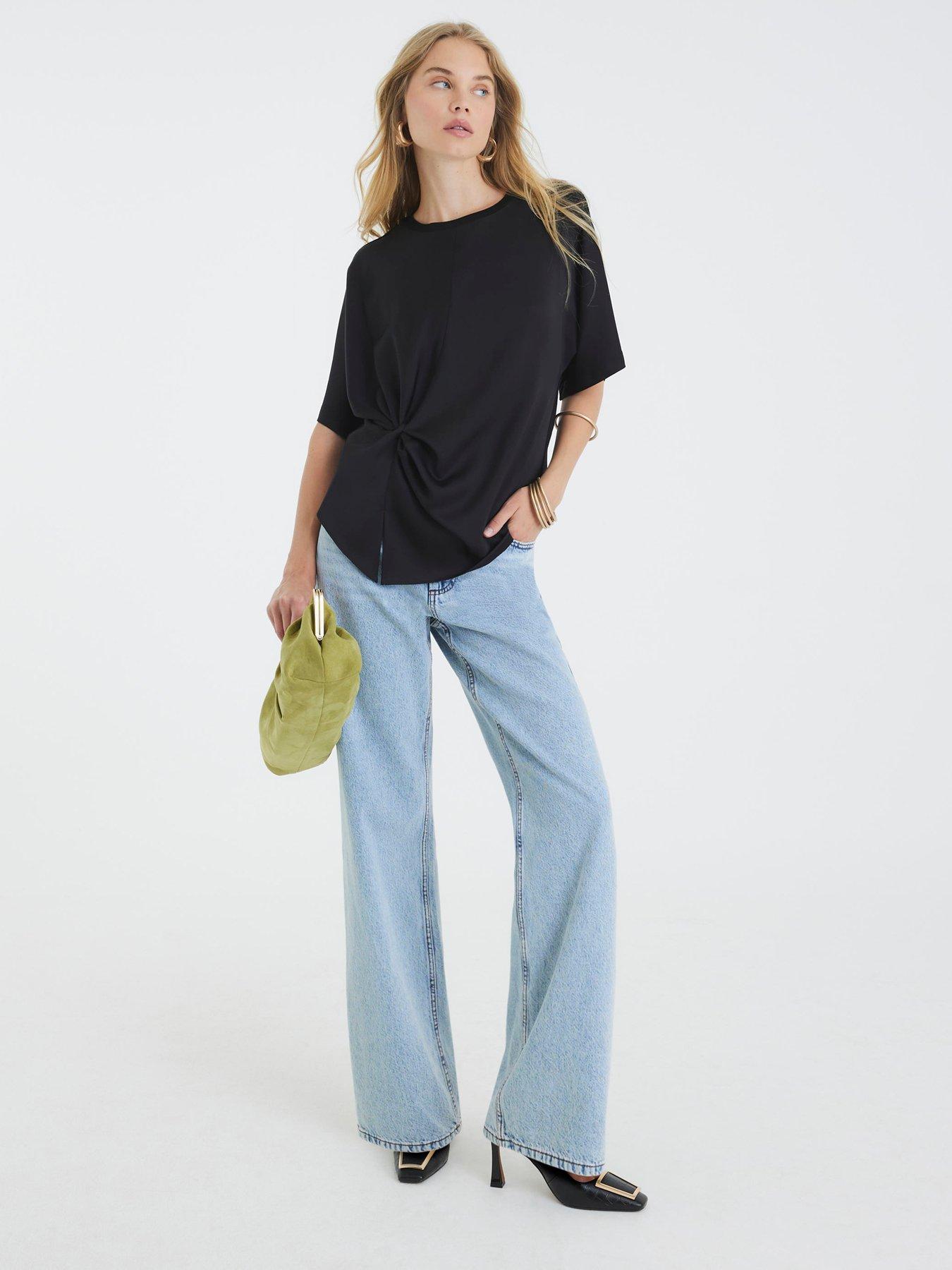 Image 3 of 4 of River Island Knot Front Blouse - Black