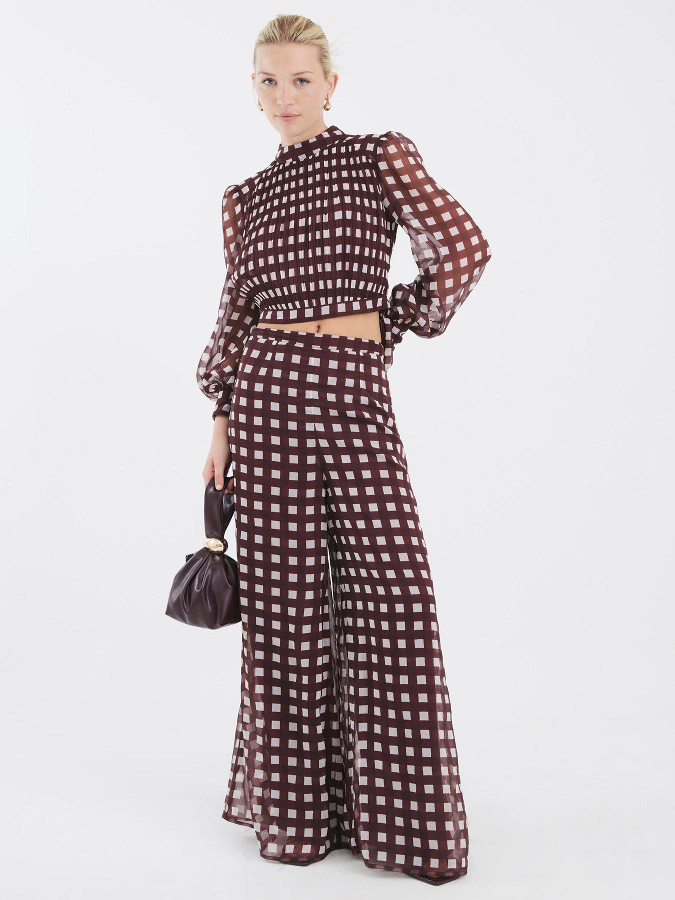 River Island Gingham Crop Top - Brown