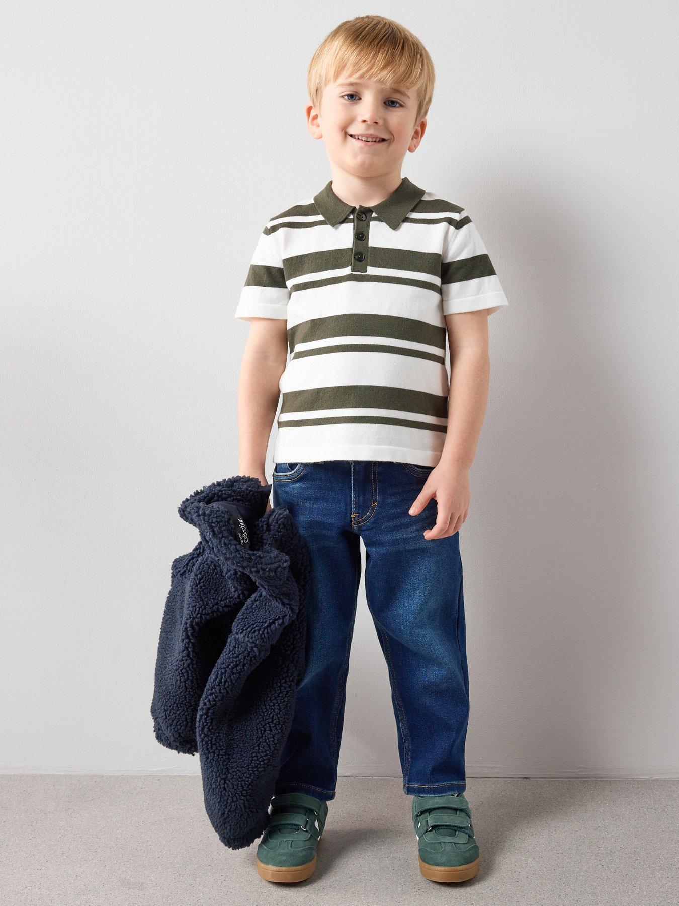 Image 3 of 5 of The Very Collection Boys Short Sleeve Knitted Polo Top - Green