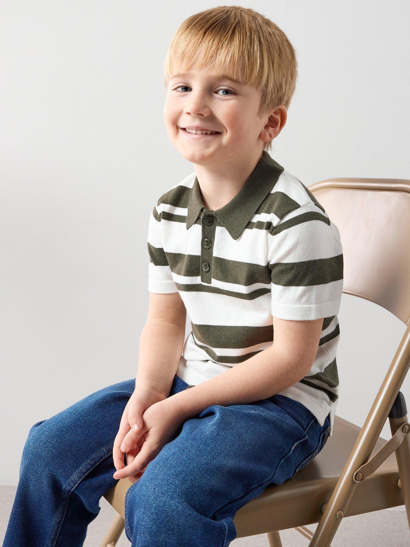 Image 5 of 5 of The Very Collection Boys Short Sleeve Knitted Polo Top - Green