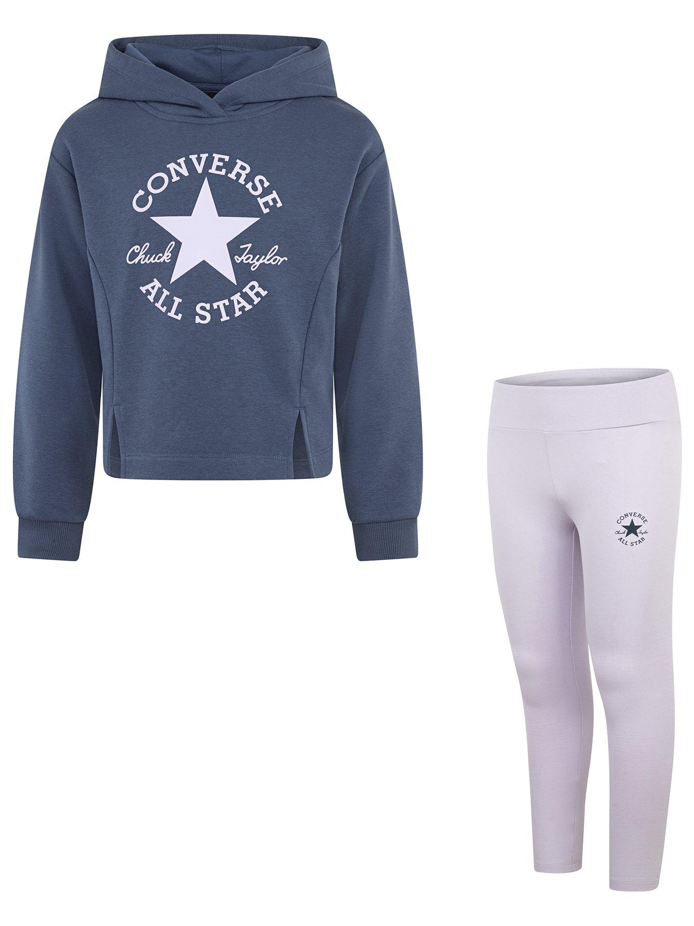 Converse Kids Girls Hoodie  &  Legging Set - Purple