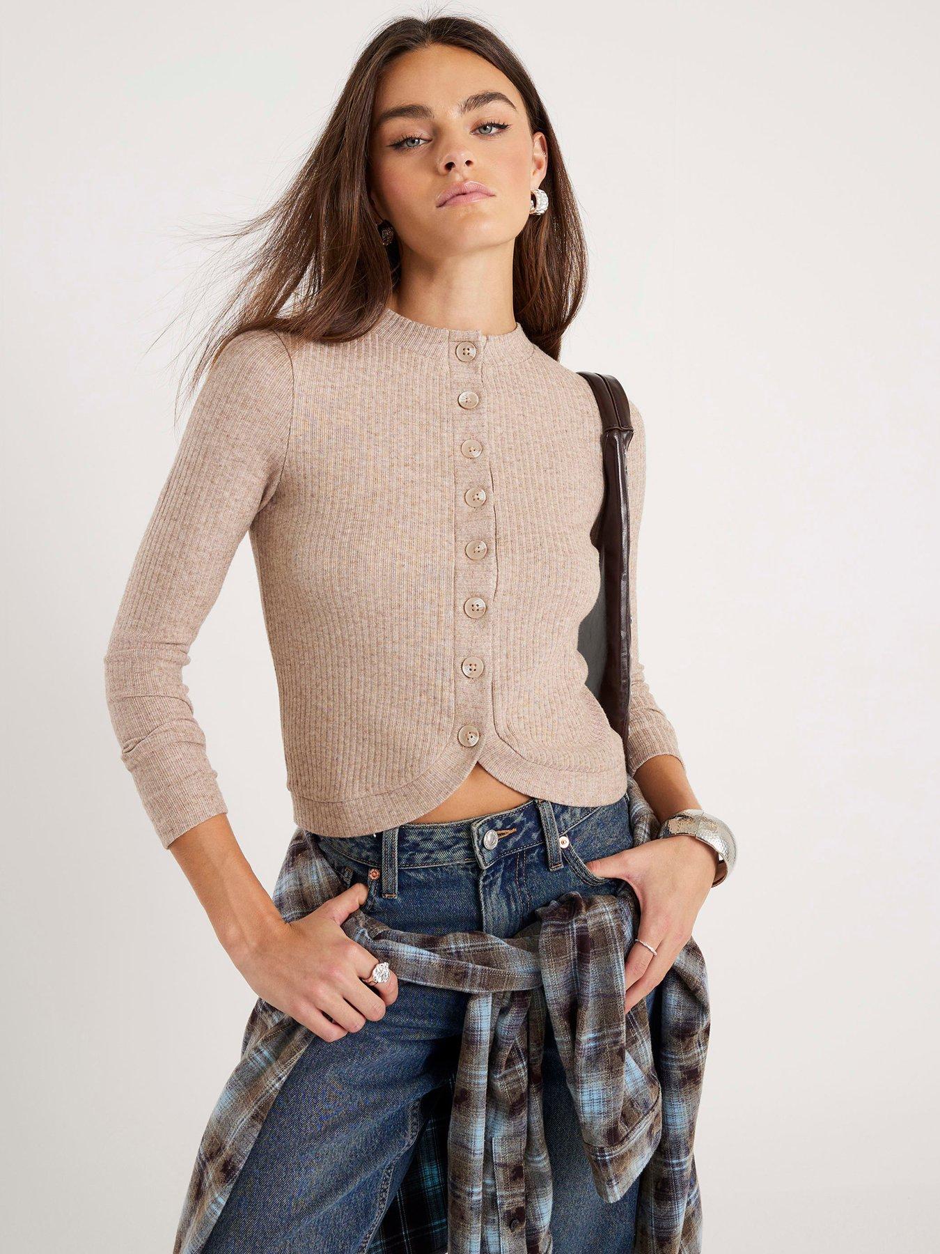river-island-long-sleeve-curved-hem-cardi-beige