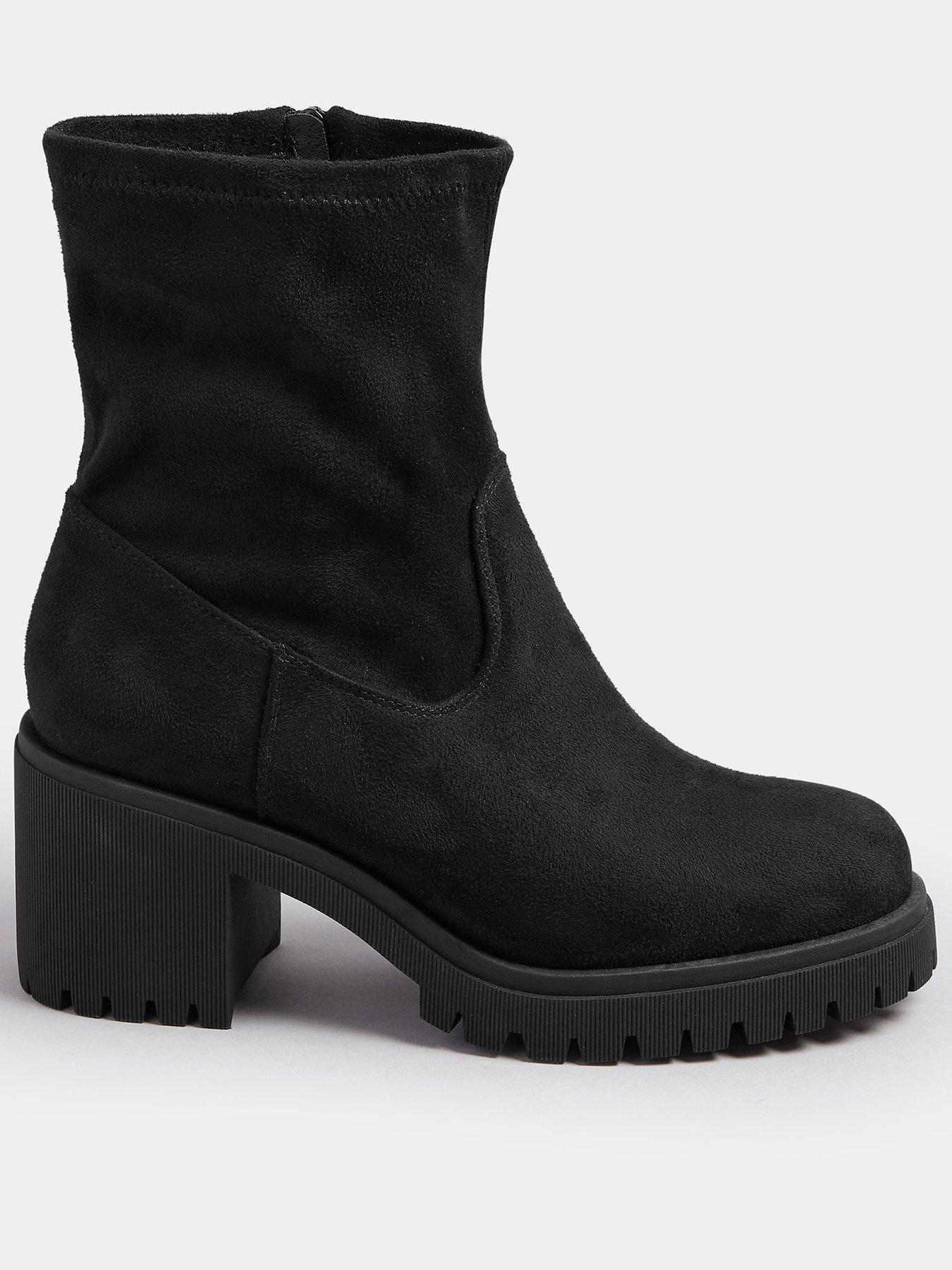 Yours Extra Wide Fit Stretch Sock Heel Boot - Black