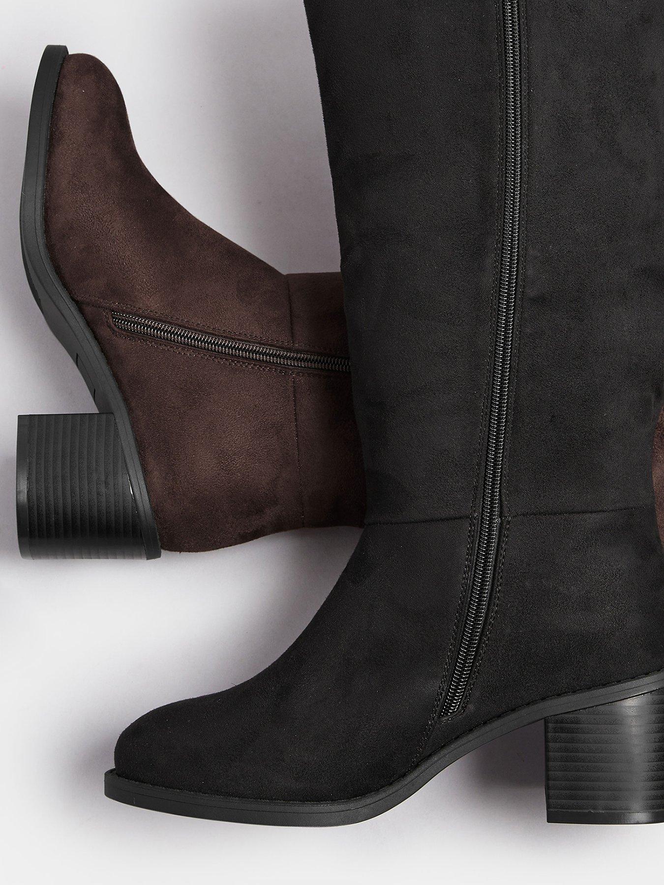 Image 4 of 4 of Yours Extra Wide Fit Block Heel Knee High Boot - Black