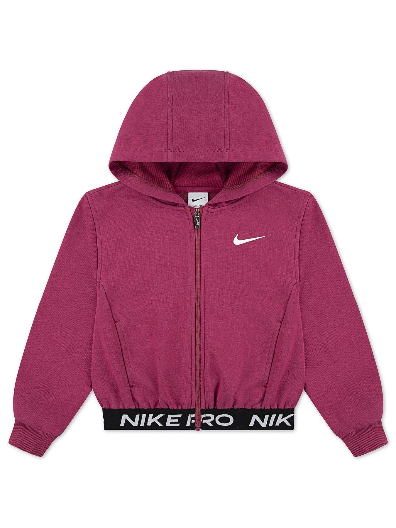 Nike Kids Girls Pro Zip Hoodie - Red