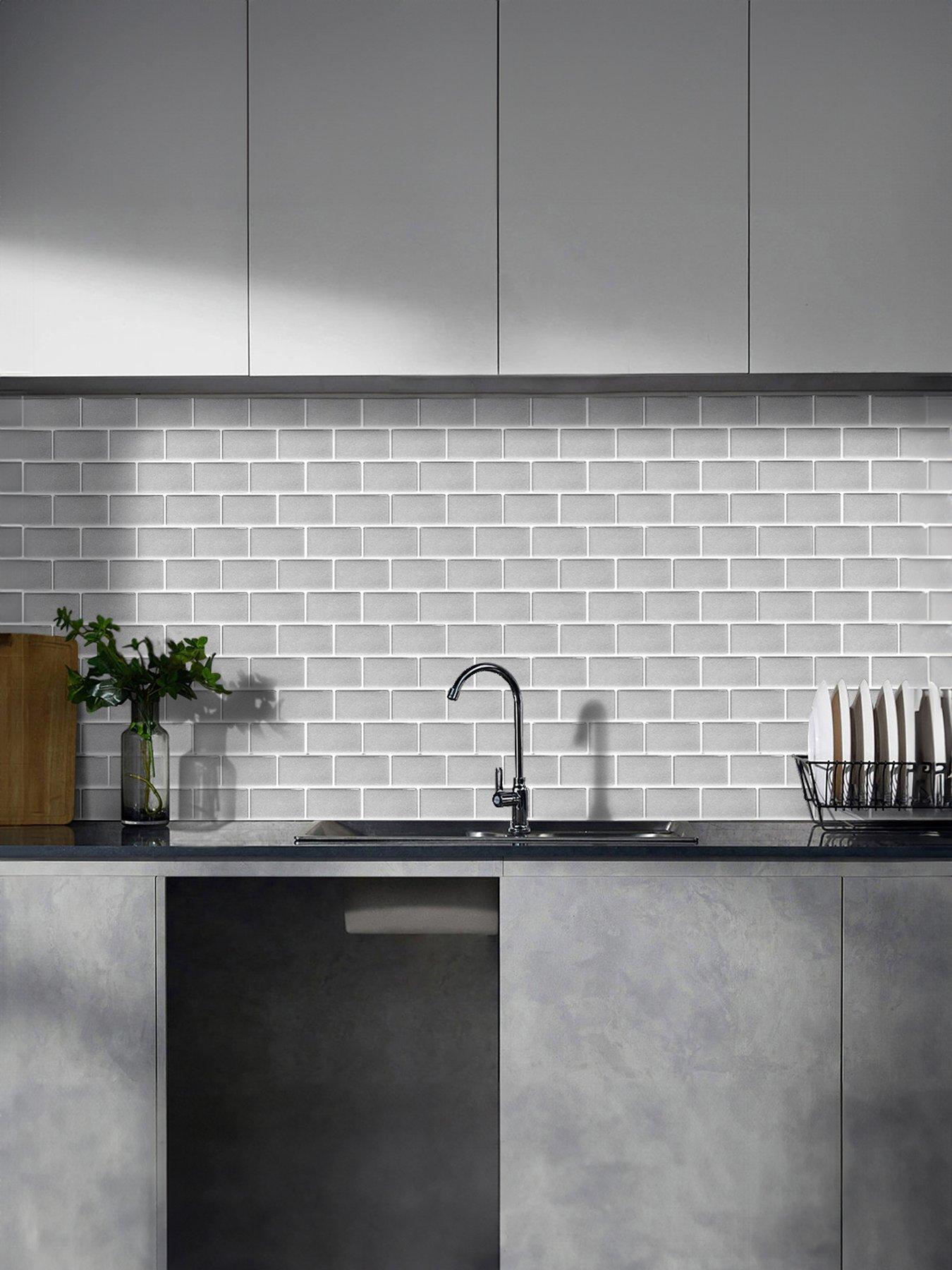 Living and Home 10pcs Peel And Stick Waterproof Decorative Backsplash Self-adhesive Wall Tiles For Kitchen And Bathroom (1.2mm T)