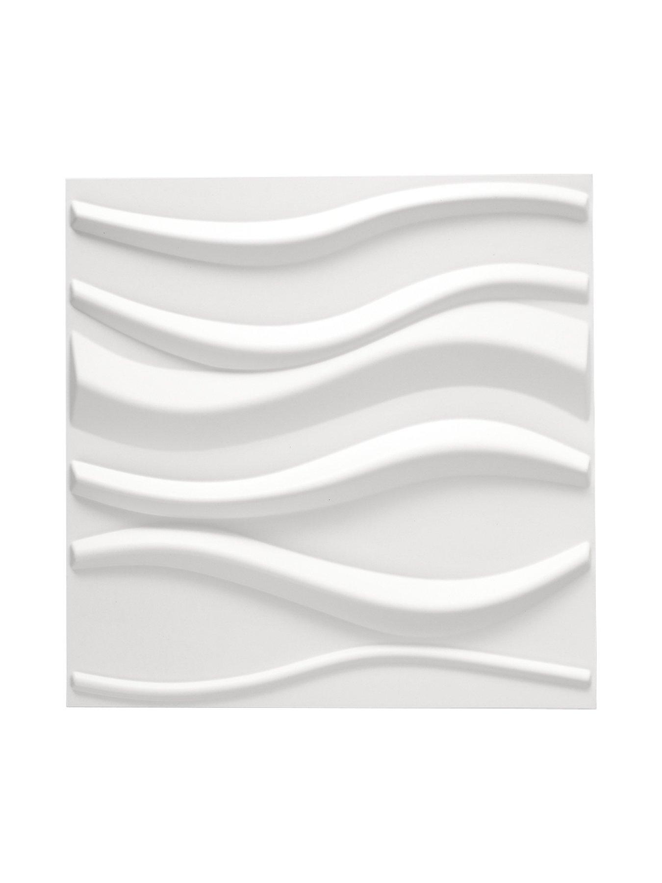 Image 4 of 6 of Living and Home 12 Pcs Square 3D Wave PVC Wall Panels 50cm x 50cm, 3m&sup2; Pack