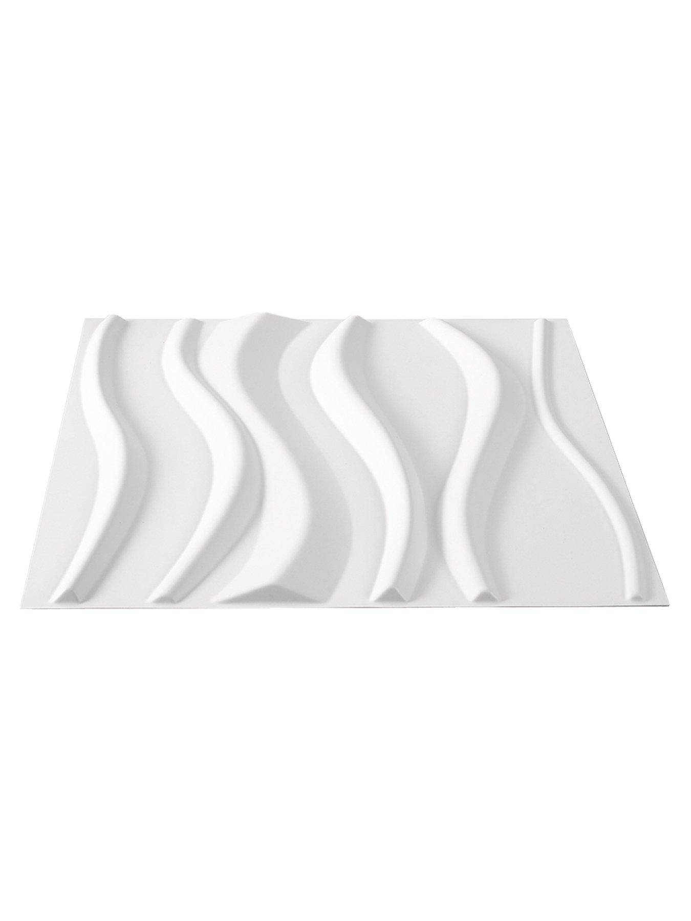Image 5 of 6 of Living and Home 12 Pcs Square 3D Wave PVC Wall Panels 50cm x 50cm, 3m&sup2; Pack