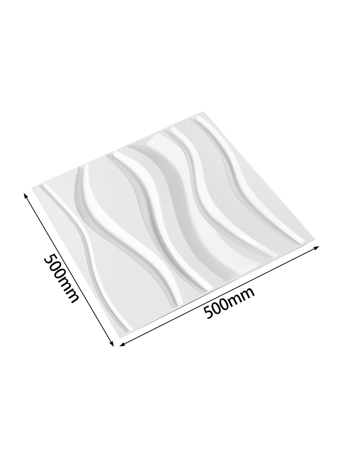 Image 6 of 6 of Living and Home 12 Pcs Square 3D Wave PVC Wall Panels 50cm x 50cm, 3m&sup2; Pack