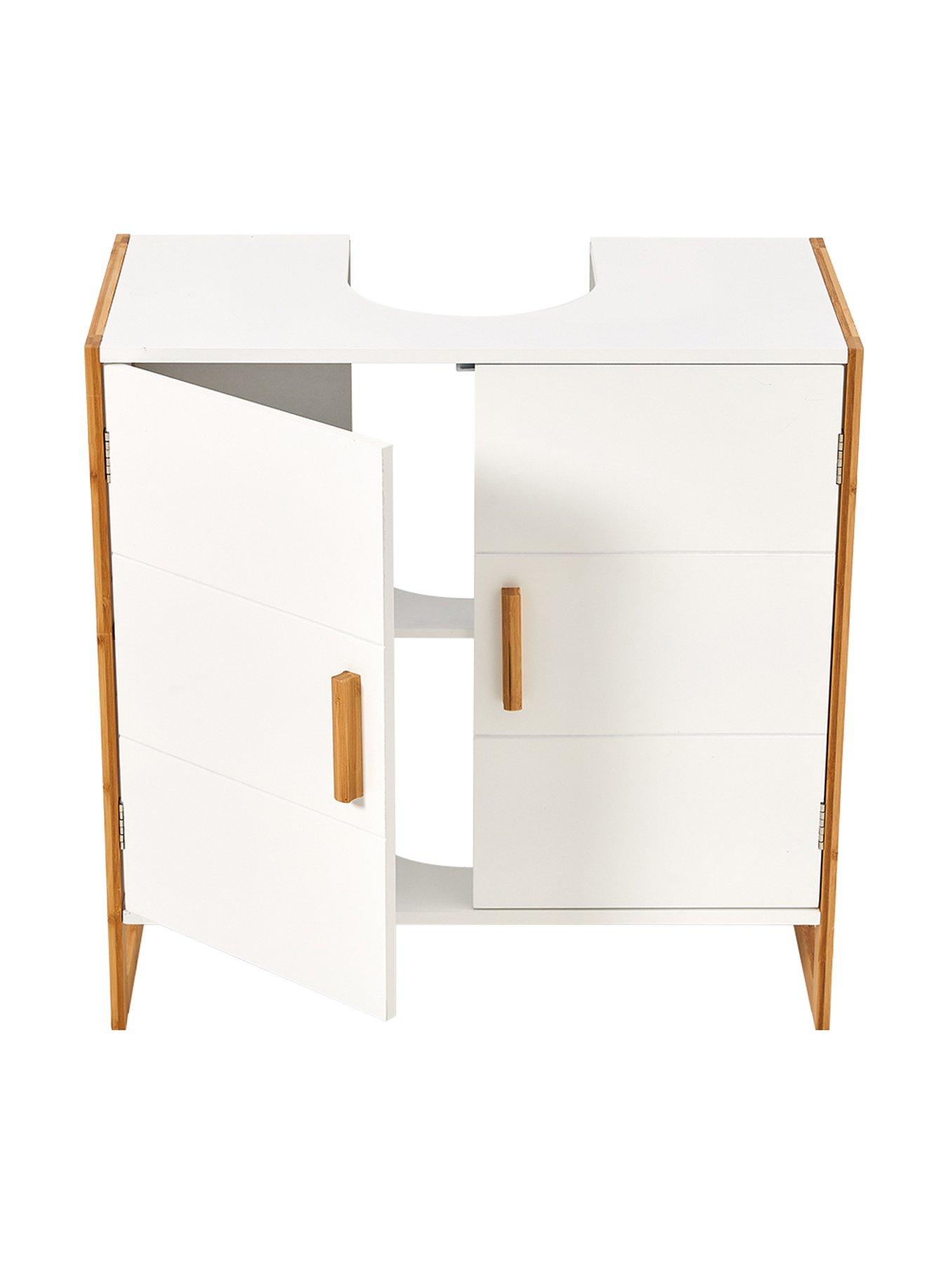 living-and-home-60x30x60cm-dual-door-under-sink-cabinet-bamboo-framedoutfit