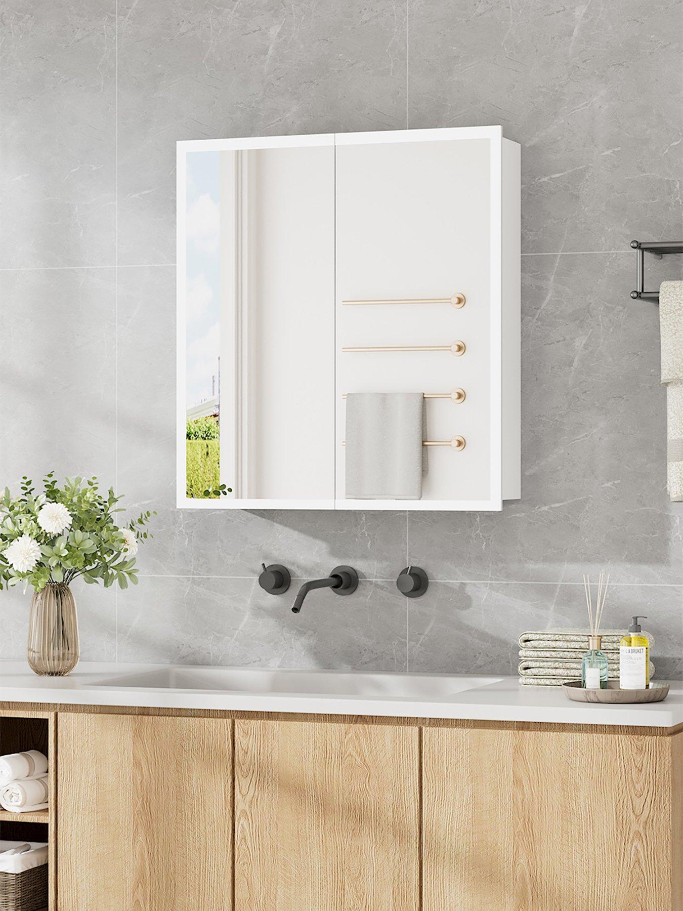 Living and Home LED Anti Fog Mirrored Bathroom Cabinet W 650mm x H 600 mm