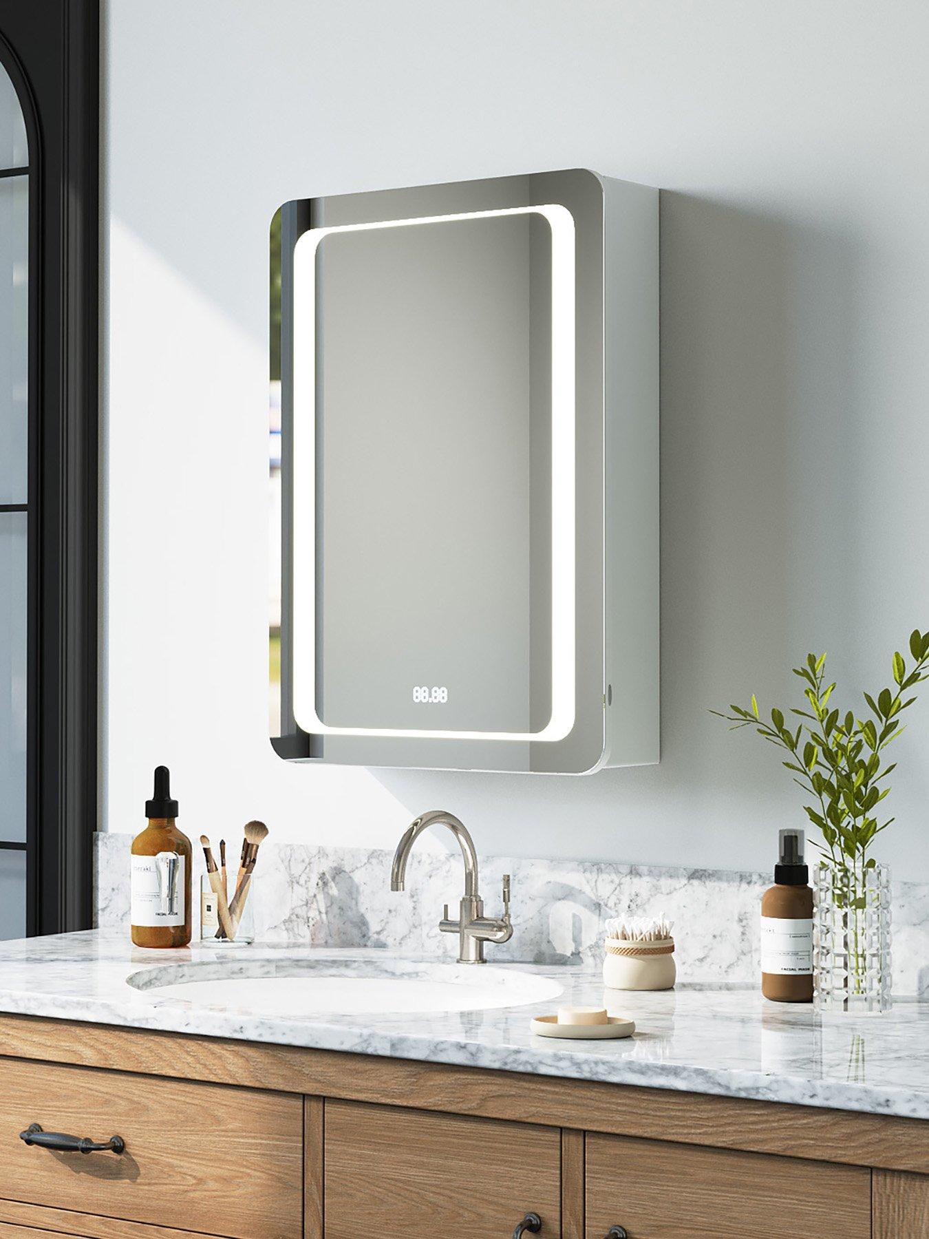 Living And Home Anti Fog Led Mirrored Bathroom Cabinet W 500Mm X H 700Mm in One Colour