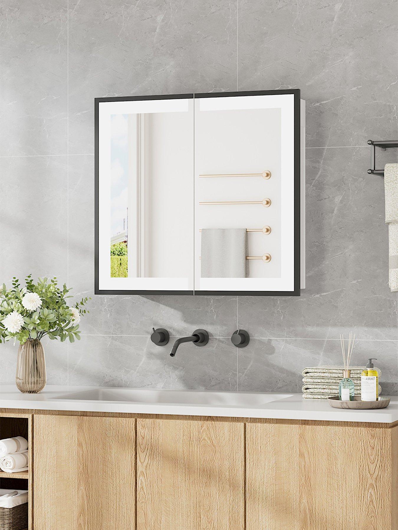 Living And Home Led Mirrored Bathroom Cabinet W 650 X H 600 Mm in One Colour