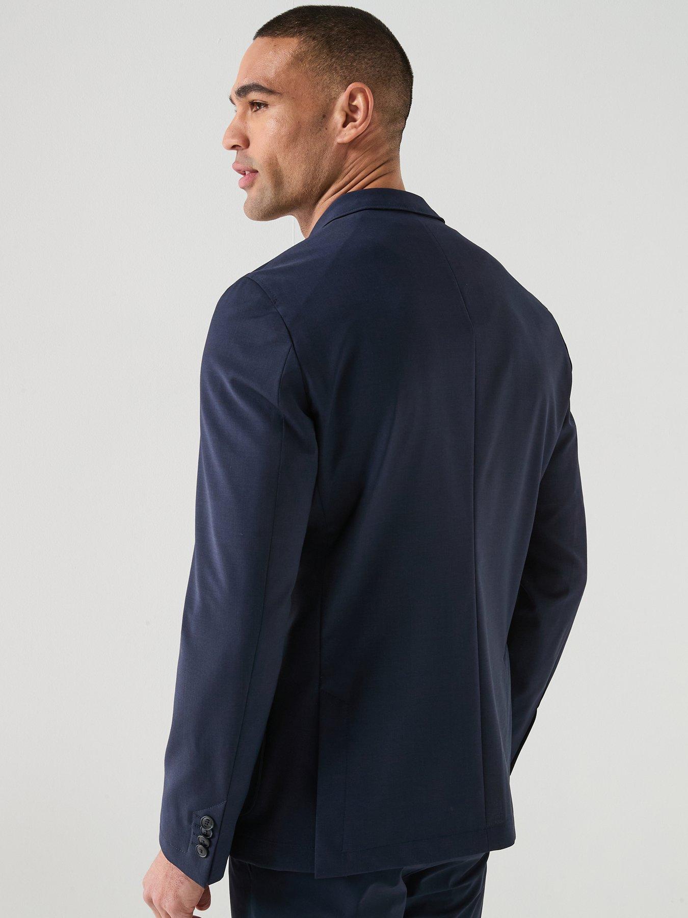 Image 2 of 5 of BOSS Boss P-hanry Tech Travel Double Breasted Blazer - Navy