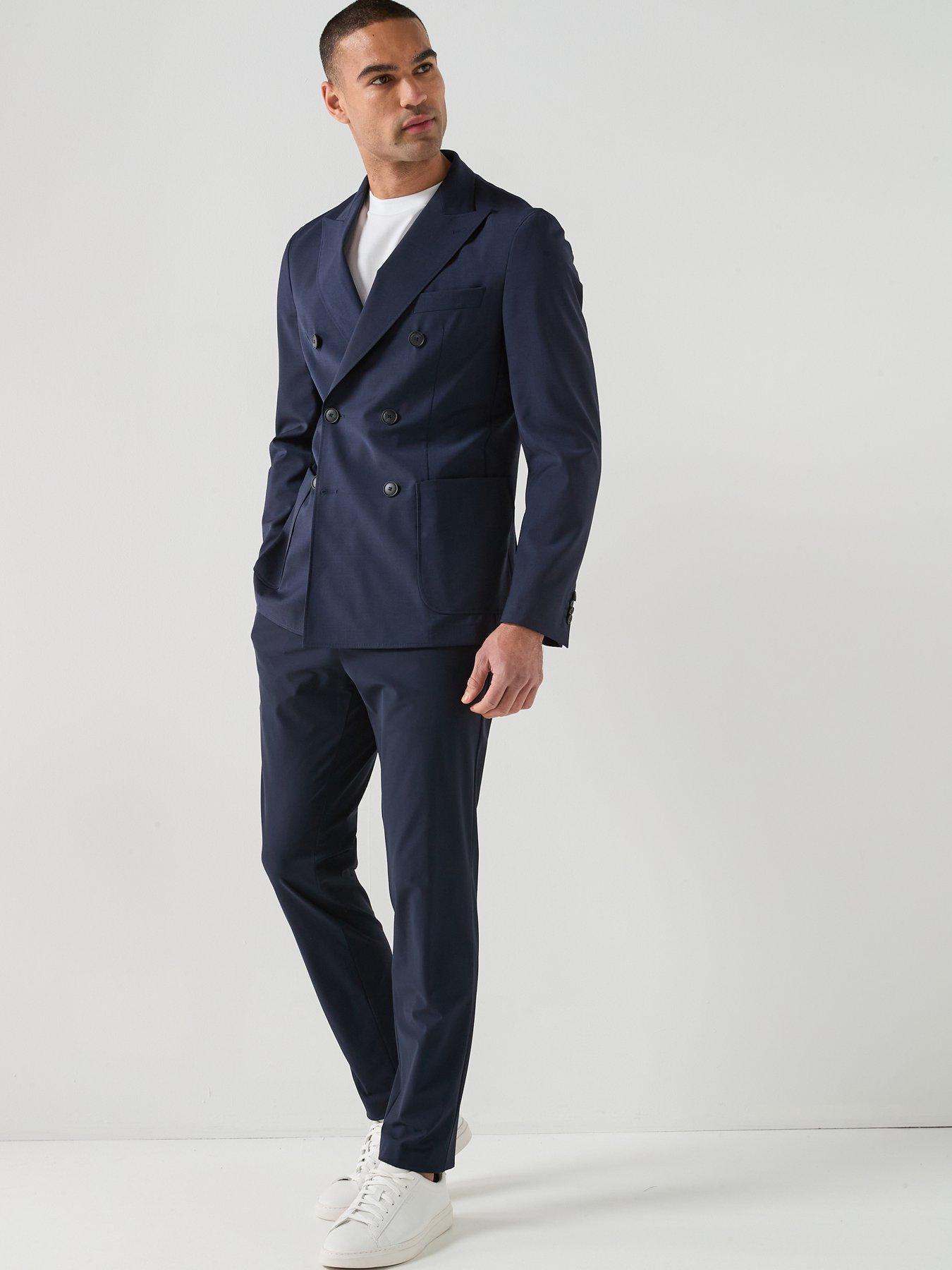 Image 3 of 5 of BOSS Boss P-hanry Tech Travel Double Breasted Blazer - Navy