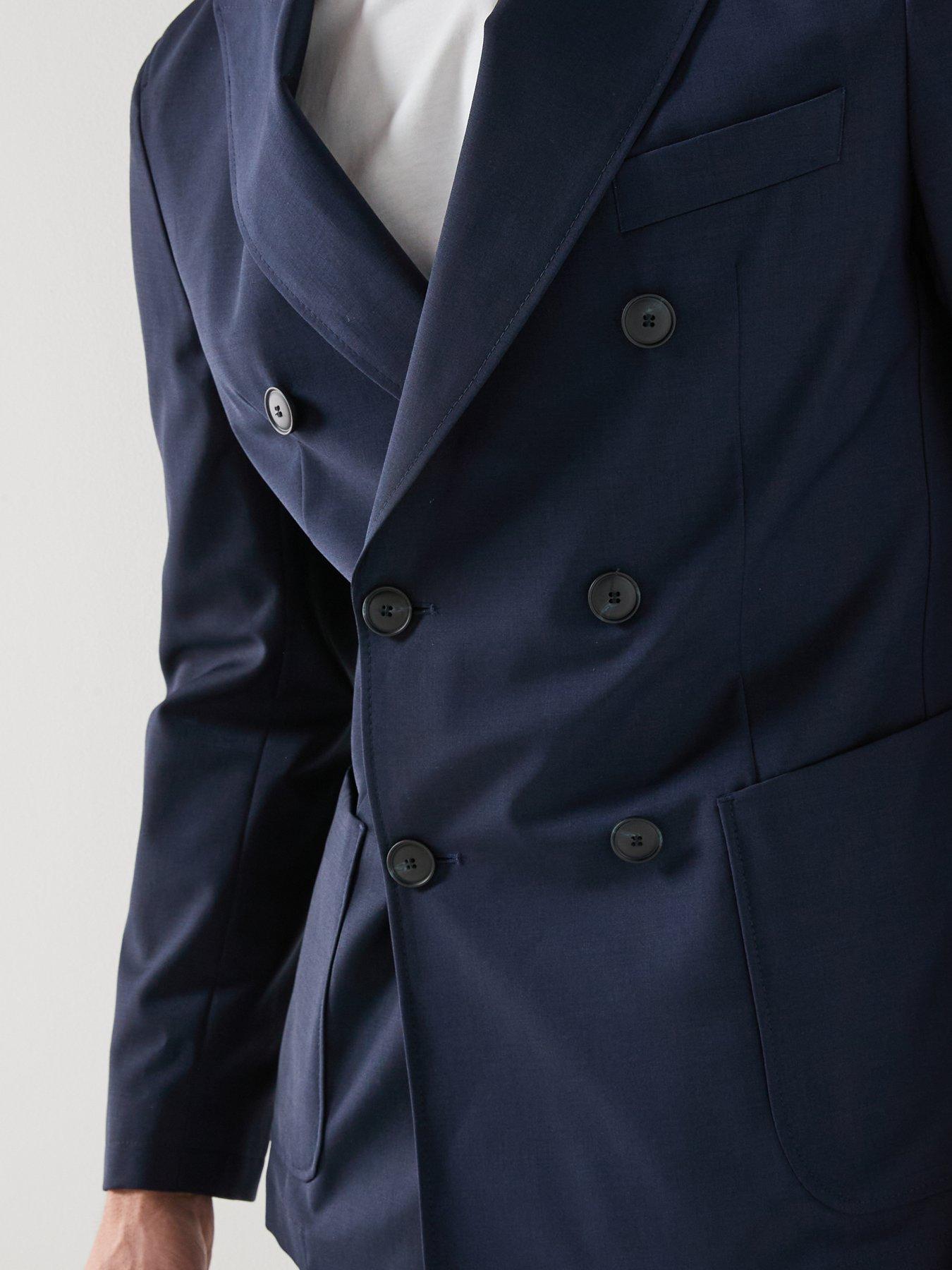 Image 5 of 5 of BOSS Boss P-hanry Tech Travel Double Breasted Blazer - Navy