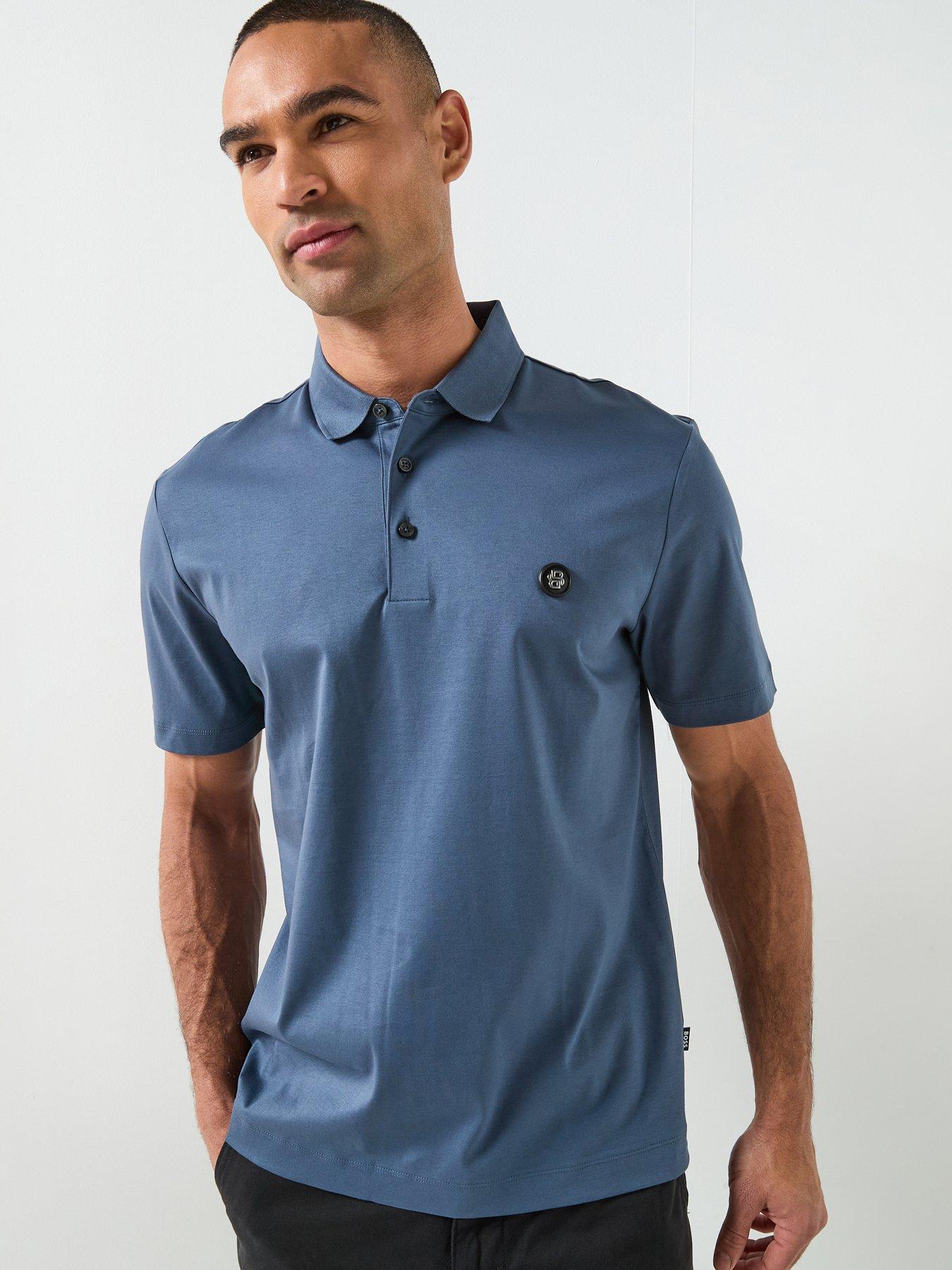 Image 1 of 4 of BOSS C-Parris Regular Fit Nickel Logo Polo Shirt - Blue