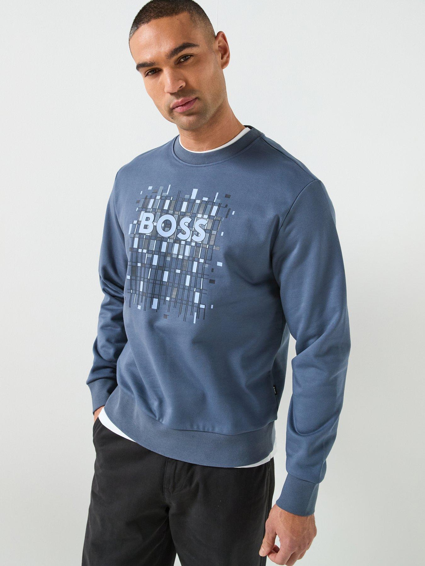 Image 1 of 5 of BOSS C-Soleri Graphic Logo Crew Sweater - Blue