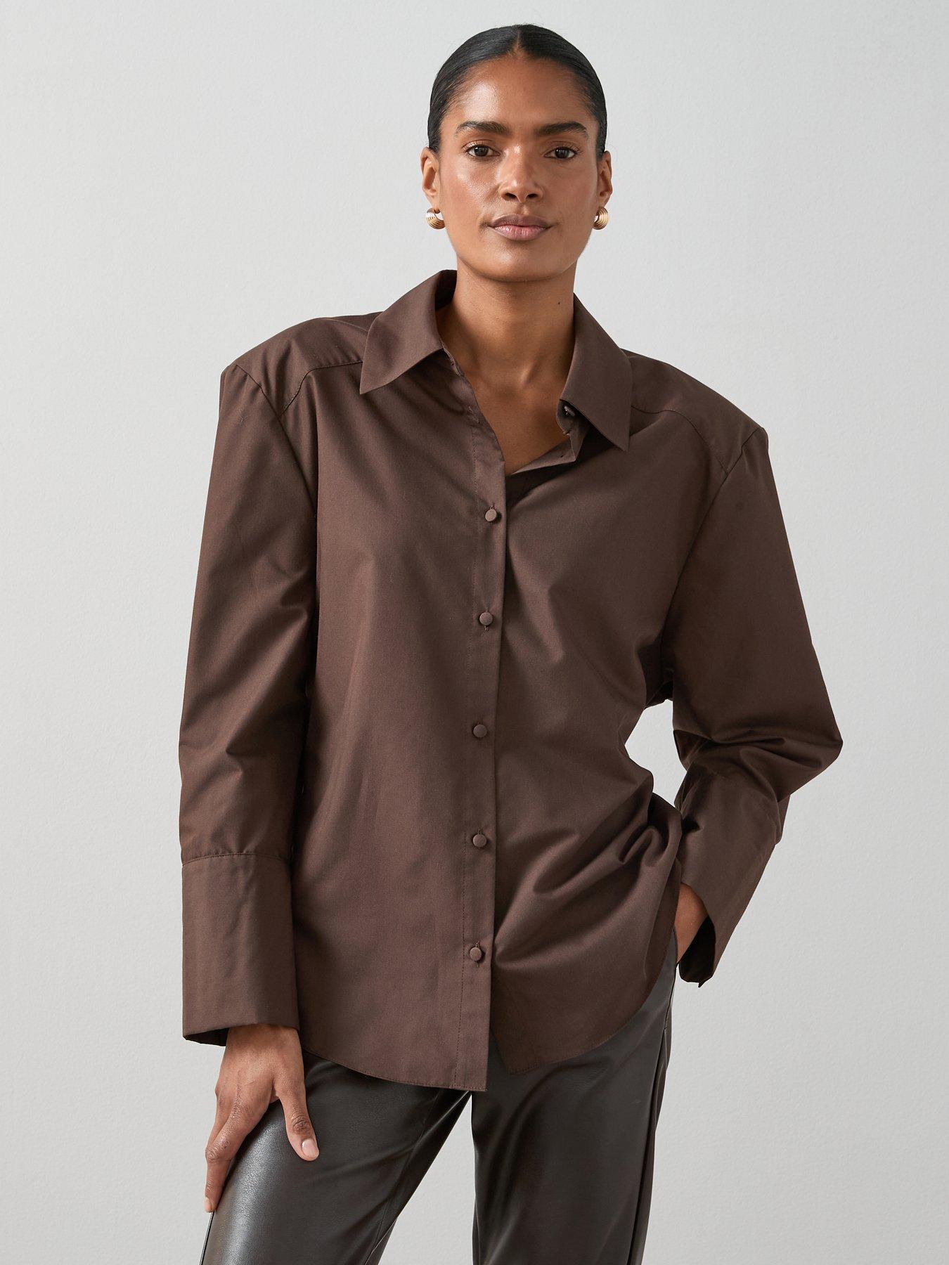 The Very Collection Cinched Button Detail Shirt - Brown