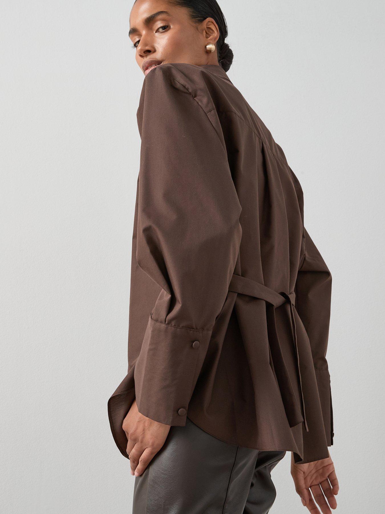 the-very-collection-cinched-button-detail-shirt-browndetail